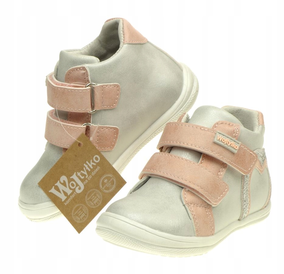 Trzewiki Dziecięce WOJTYŁKO za Kostkę Buty Dziewczęce na Rzepy wkł Skóra 25 Rozmiar 25