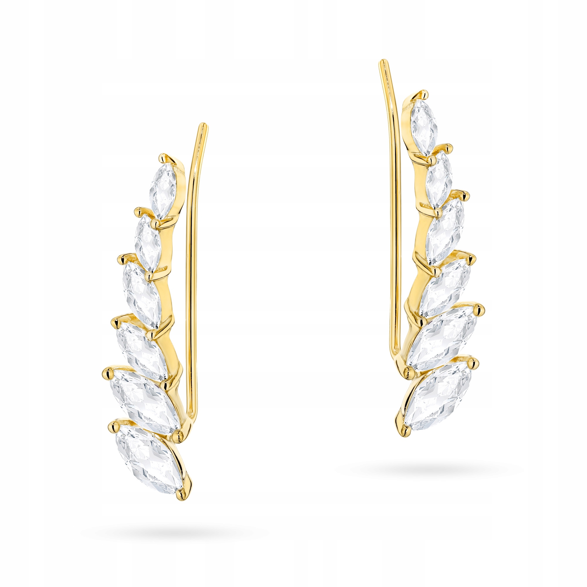 Dámské Náušnice ze stříbra ryzost 925 , spojené kapkovité Zirkony