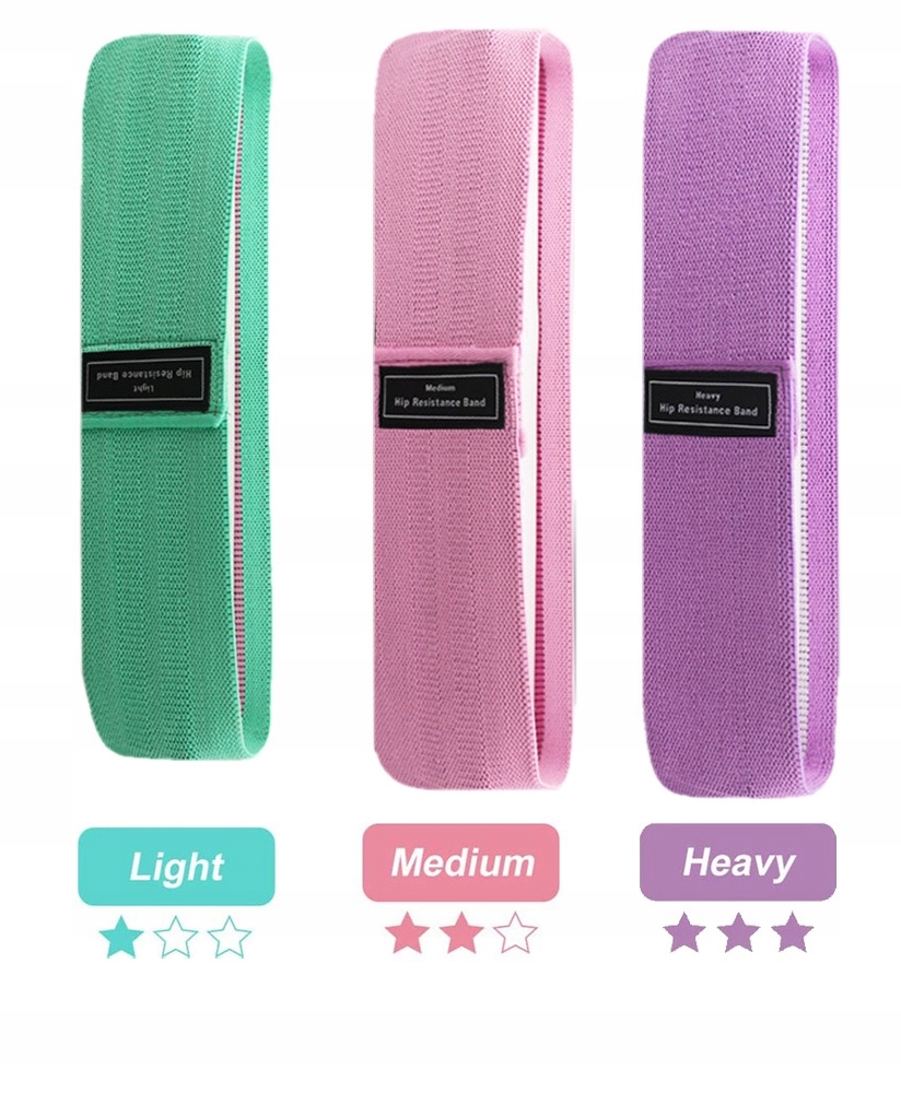 ZESTAW 3 GUMY OPOROWE TAŚMY MATERIAŁOWE DO ĆWICZEŃ Szerokość 80 mm