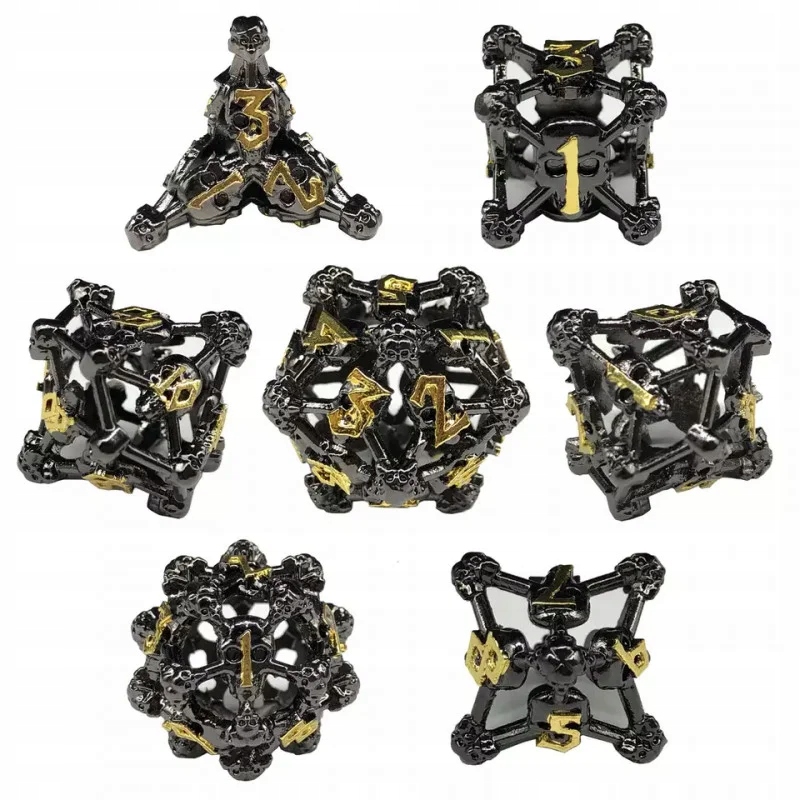 CZARNE KATAKUMBY ZESTAW 7 METALOWYCH KOŚCI RPG Producent RGFK