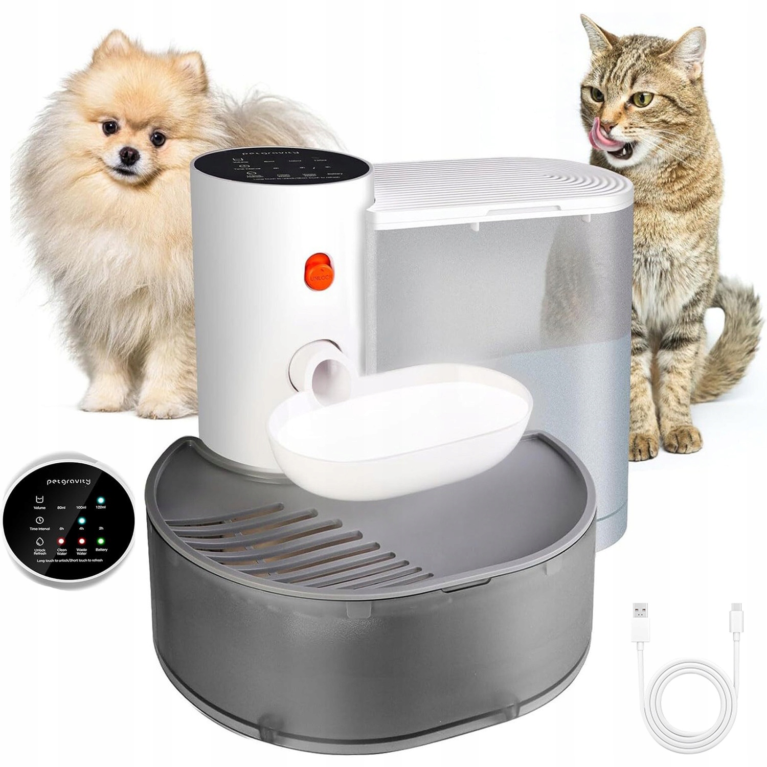 Levně Tichá Napáječka Automatická Fontána na vodu pro kočky Psa Čistící filtr