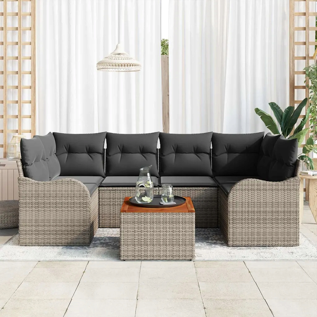 Sada zahradních pohovek 7 pcs Šedá Poly ratan Šedá 3347405
