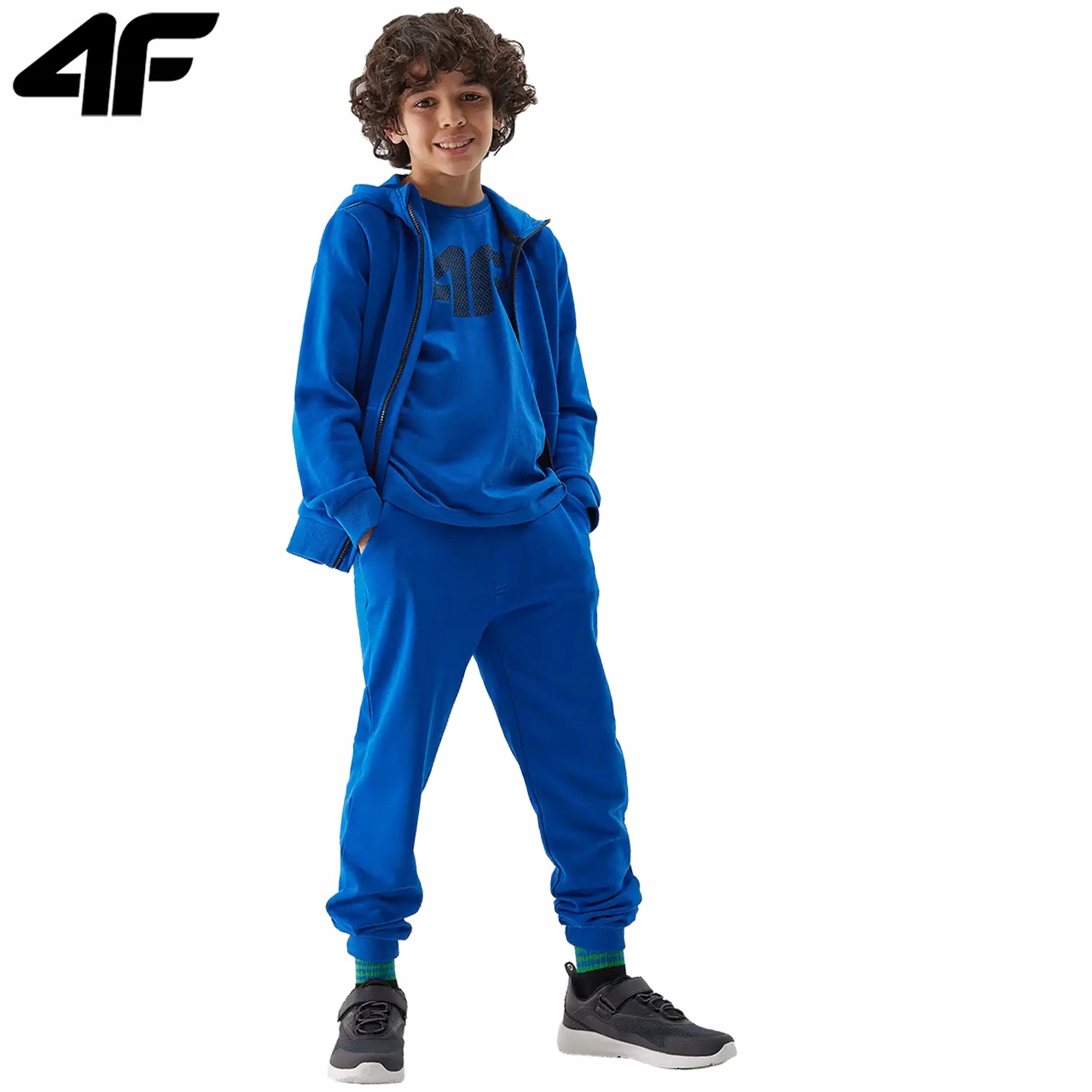 Bluza Chłopięca 4F Dresowa z Kapturem Dziecięca 0926 Sportowa Rozpinana 134 Marka 4F