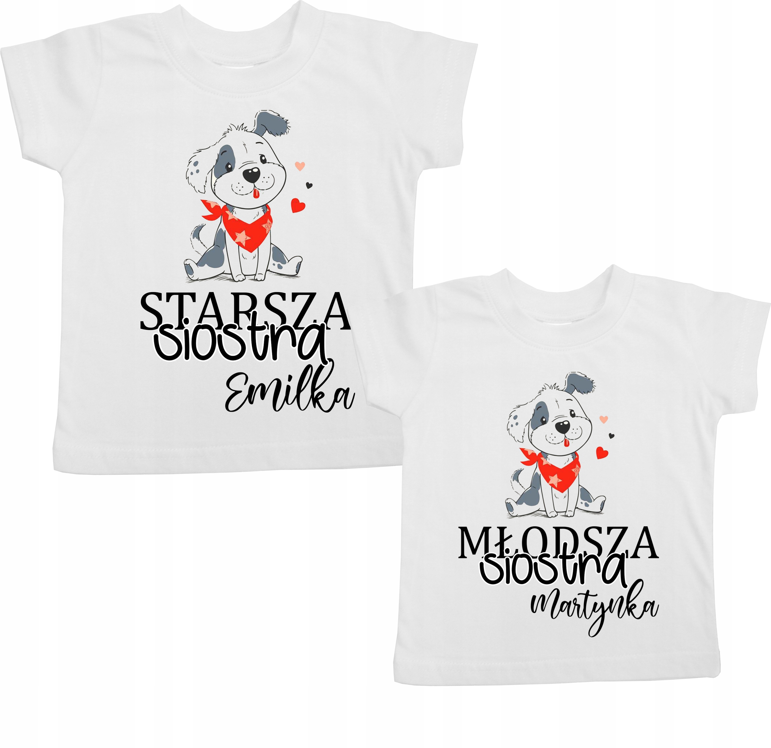 

Koszulki dla rodzeństwa Pieski Siostra/Brat imiona