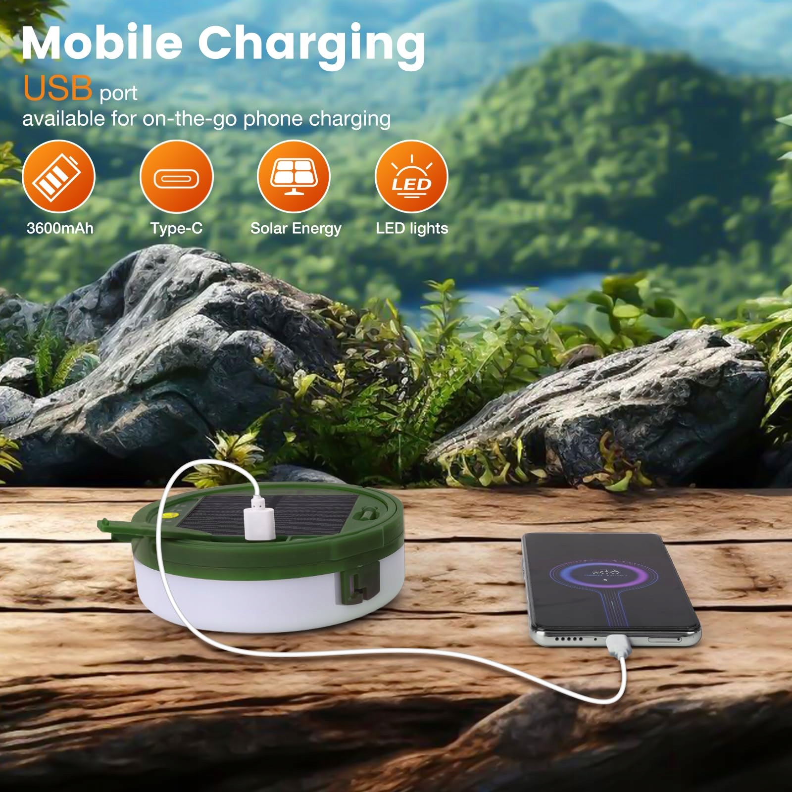 YIZHET Solarna Lampa LED 10m Na Kemping Wodoodporna Do Ogrodu — miniatura 6