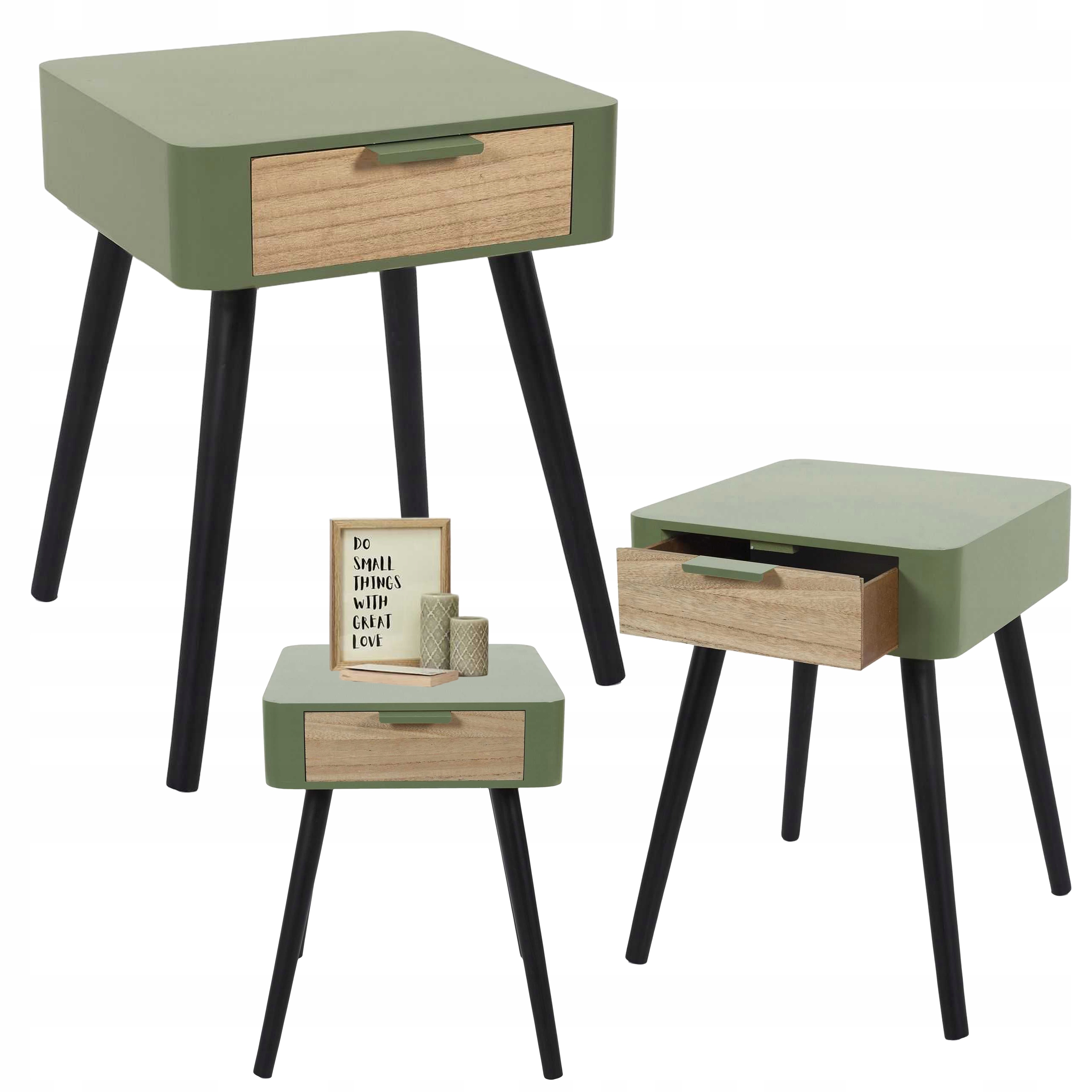 Noční stolek Wendy s khaki zásuvkou, moderní do ložnice Loft