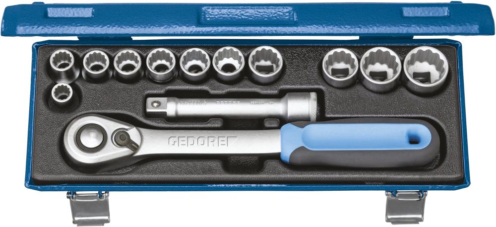Sada 12-hranných 1/2" 13-dielnych nástrčných kľúčov D19 KMU-20 Gedore