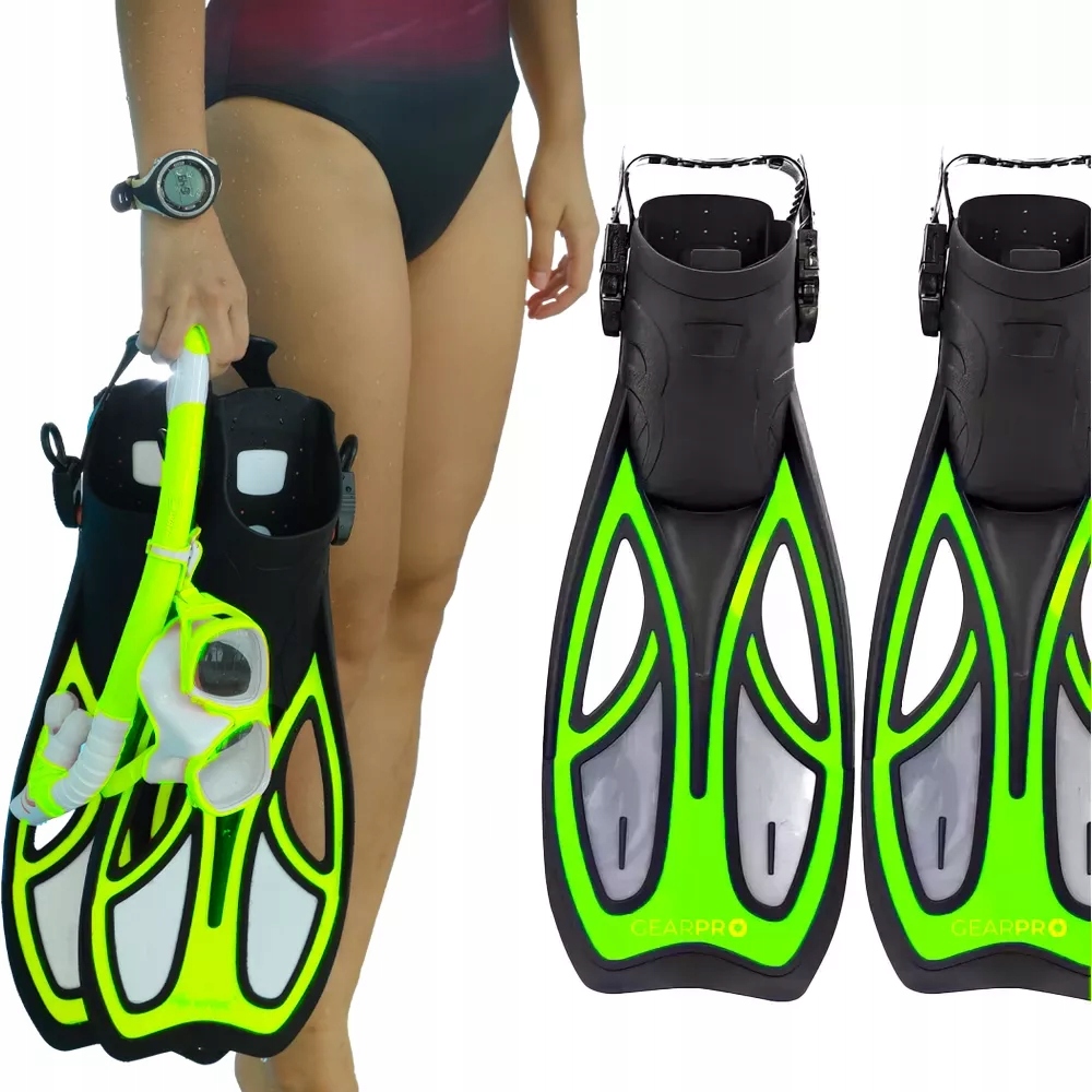 Płetwy Do Snorkelingu Nurkowania Pływania Paskowe Regulowane Krótkie 34-38