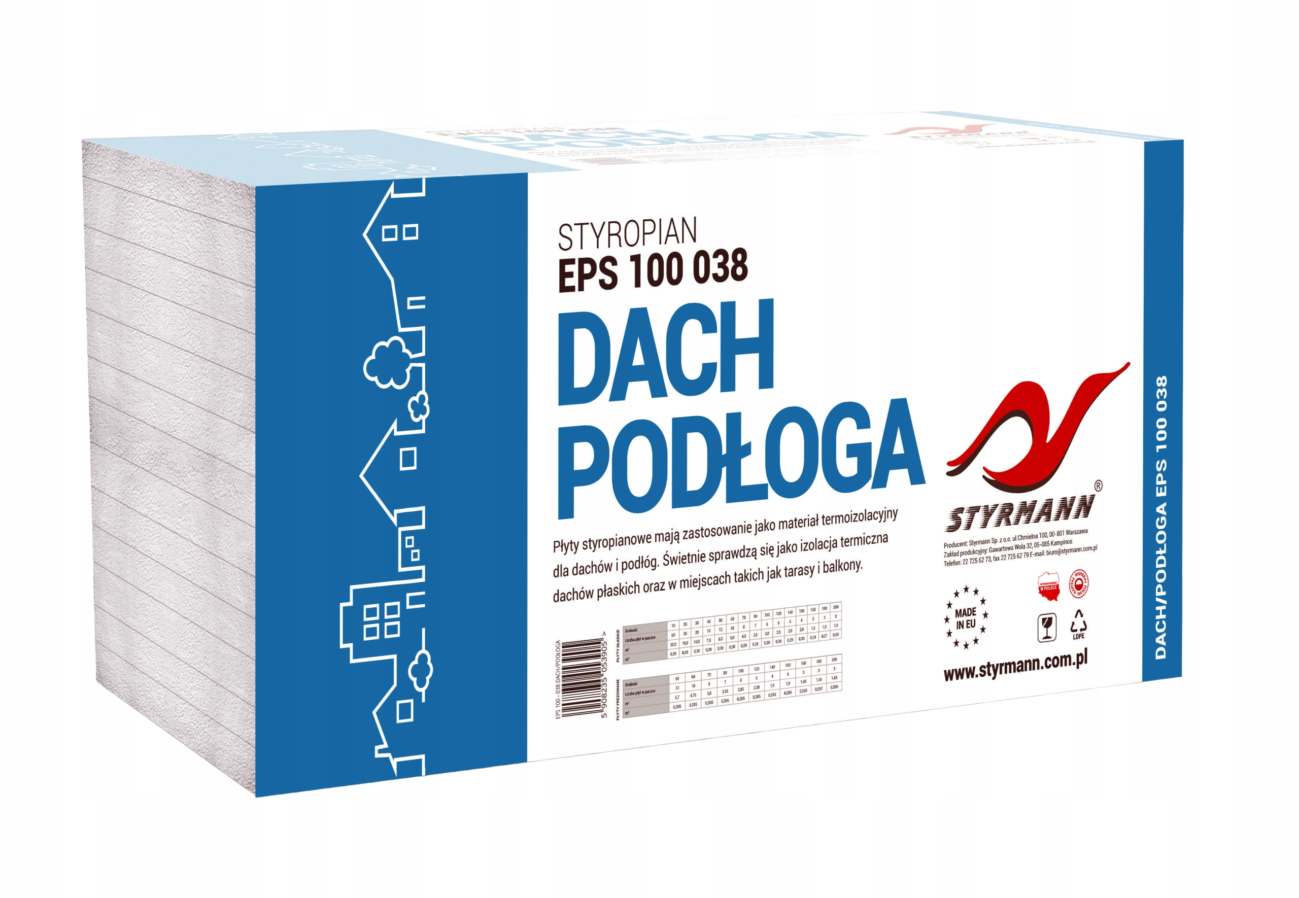 STYROPIAN EPS 100 DACH PODŁOGA / 6cm / paczka 5m2