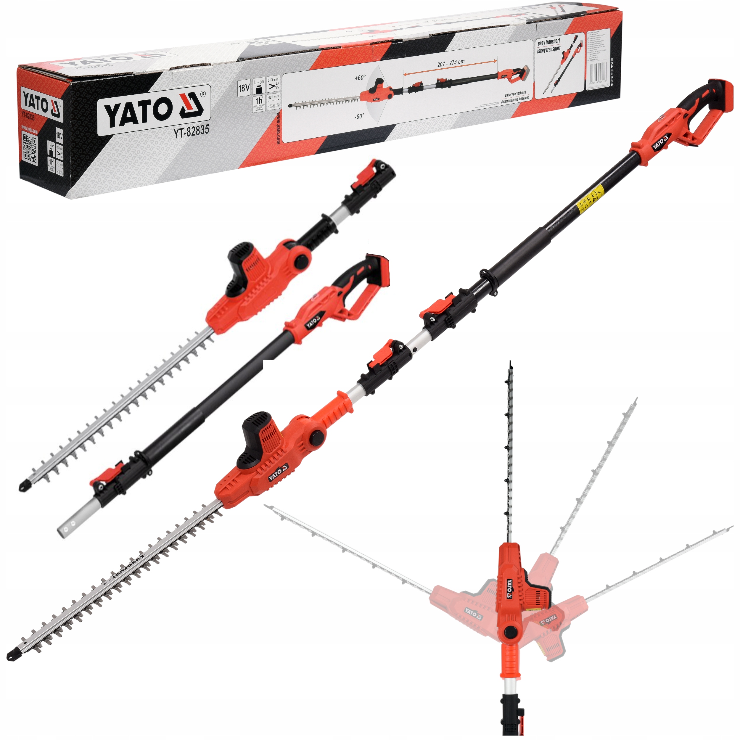 Yato Nożyce Do Żywopłotu Na Wysięgniku Akumulatorowe 42 CM 18V Korpus