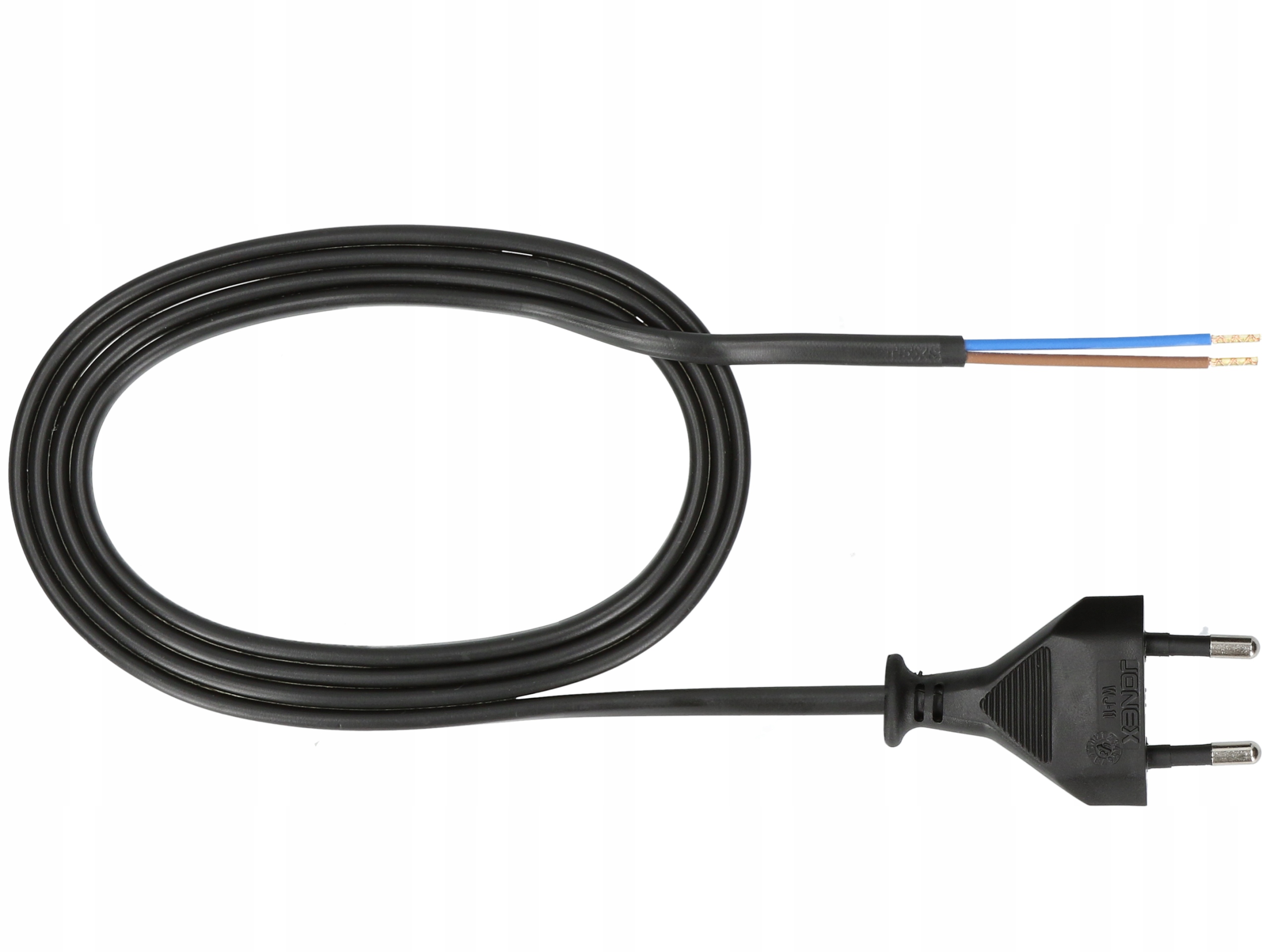 Przewód Kabel z wtyczką prostą płaską H03VVH2-F 2x0,75 5m czarny