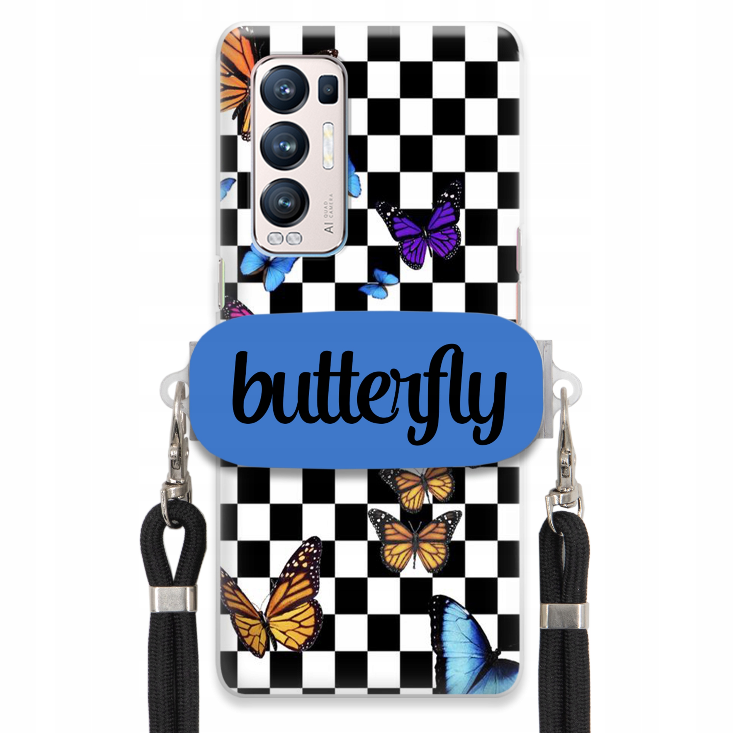 Puzdro Pre Oppo Reno 5 Pro Plus 5 G Puzdro Obdĺžnikový Držiak Na Vodítko Butterfly