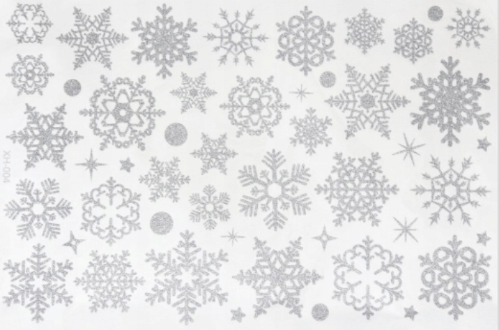 NAKLEJKI NA SZYBĘ OKNO ŚNIEŻYNKI SREBRNE ŚWIĘTA