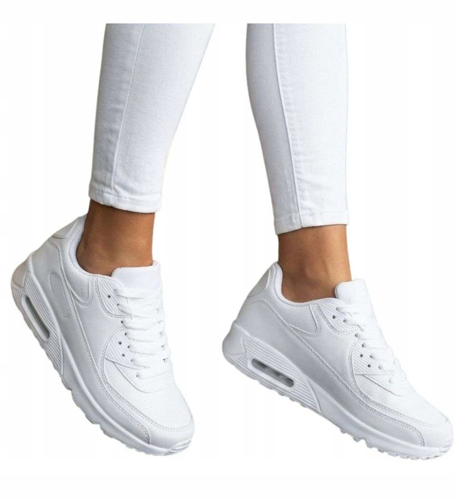 Buty sportowe damskie Sznurowane lekkie białe sneakersy buty 18663 35