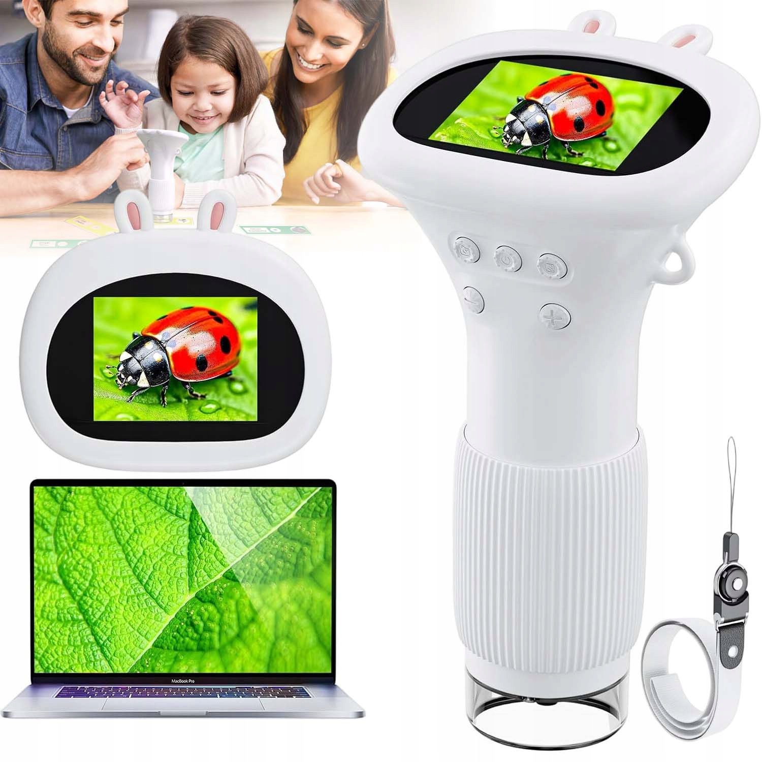 Přenosný Vzdělávací Mikroskop 1000X Led 3 Režimy Jasu Pro Děti Dárek