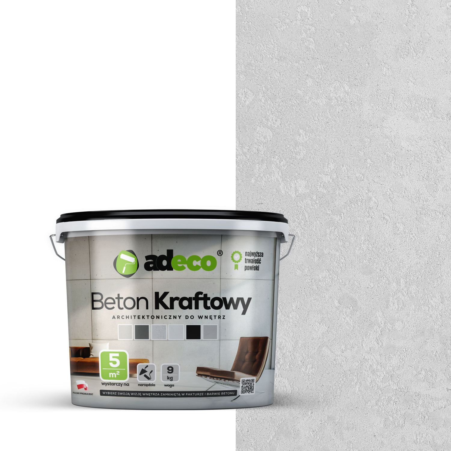 Dekorativní architektonický beton 9 kg, barva Platinová, světle šedá, 5 m2