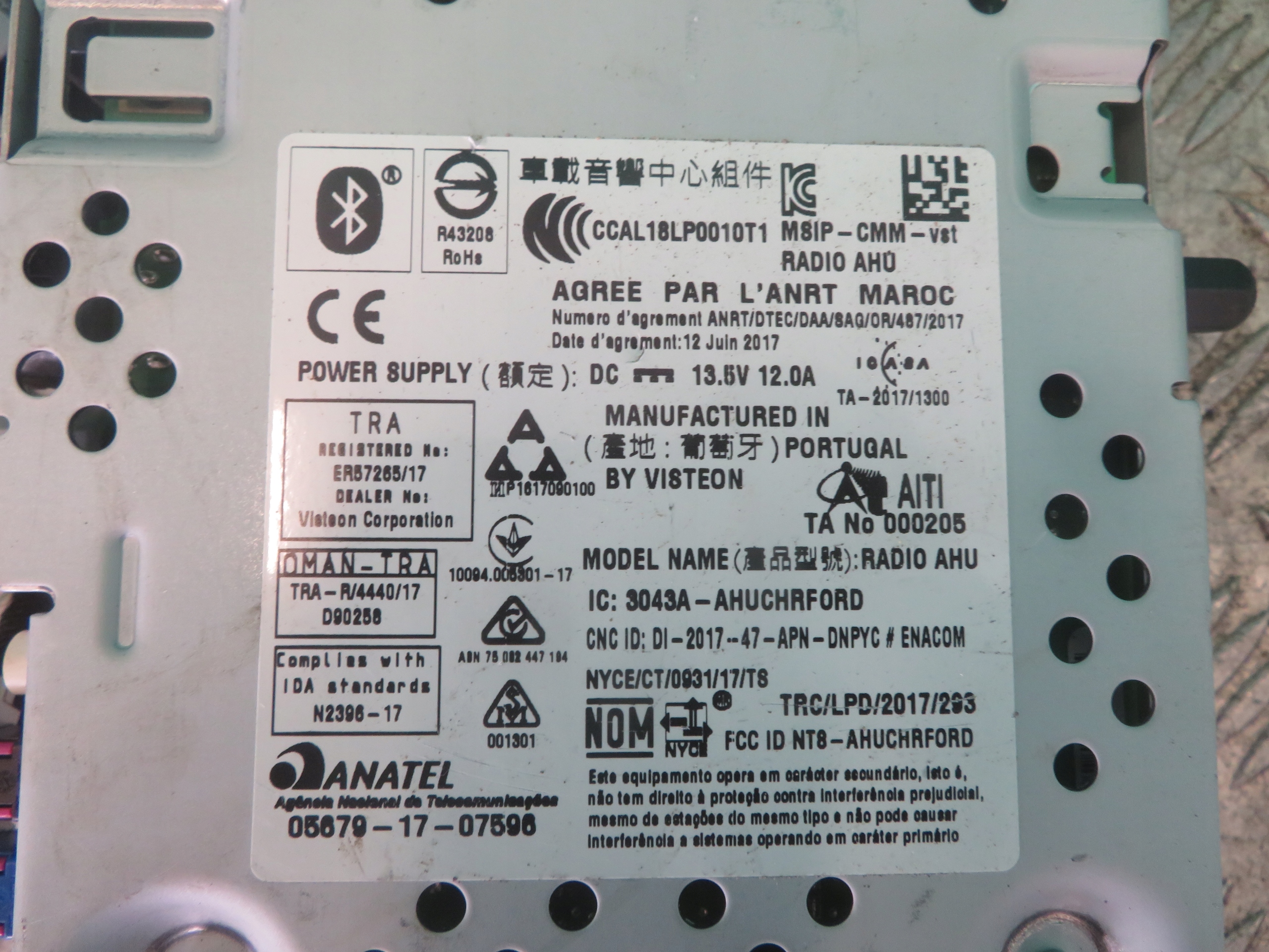 RADIO FORD TRANSIT MK8 CUSTOM JK2T-18D832-BY