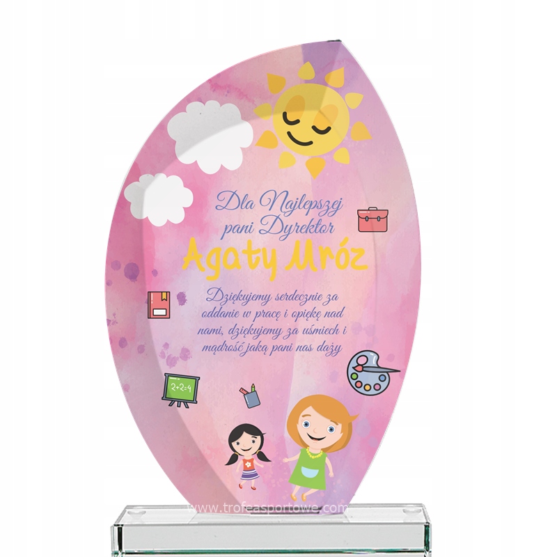 Skleněná soška Poděkování Pro Učitele