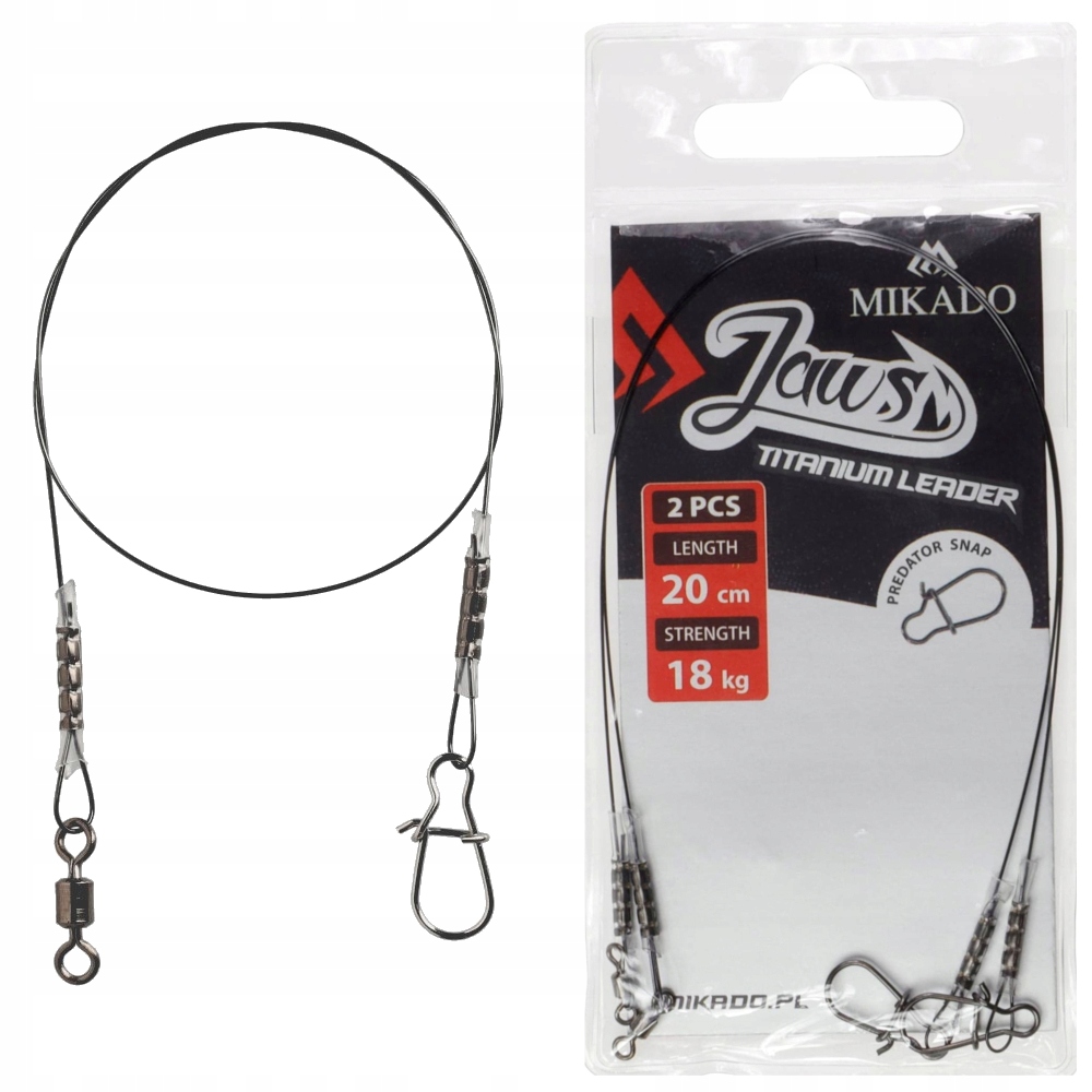 Przypon Tytanowy Mikado Jaws Predator 20cm/18kg 2szt