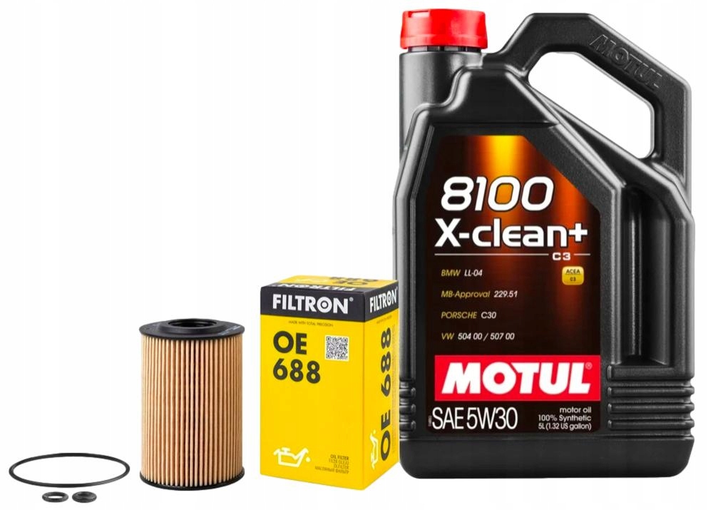 Olejový Filter OE688 Olej Motul 5V30 5L Audi Skoda Vw 1.6 2.0 Tdi