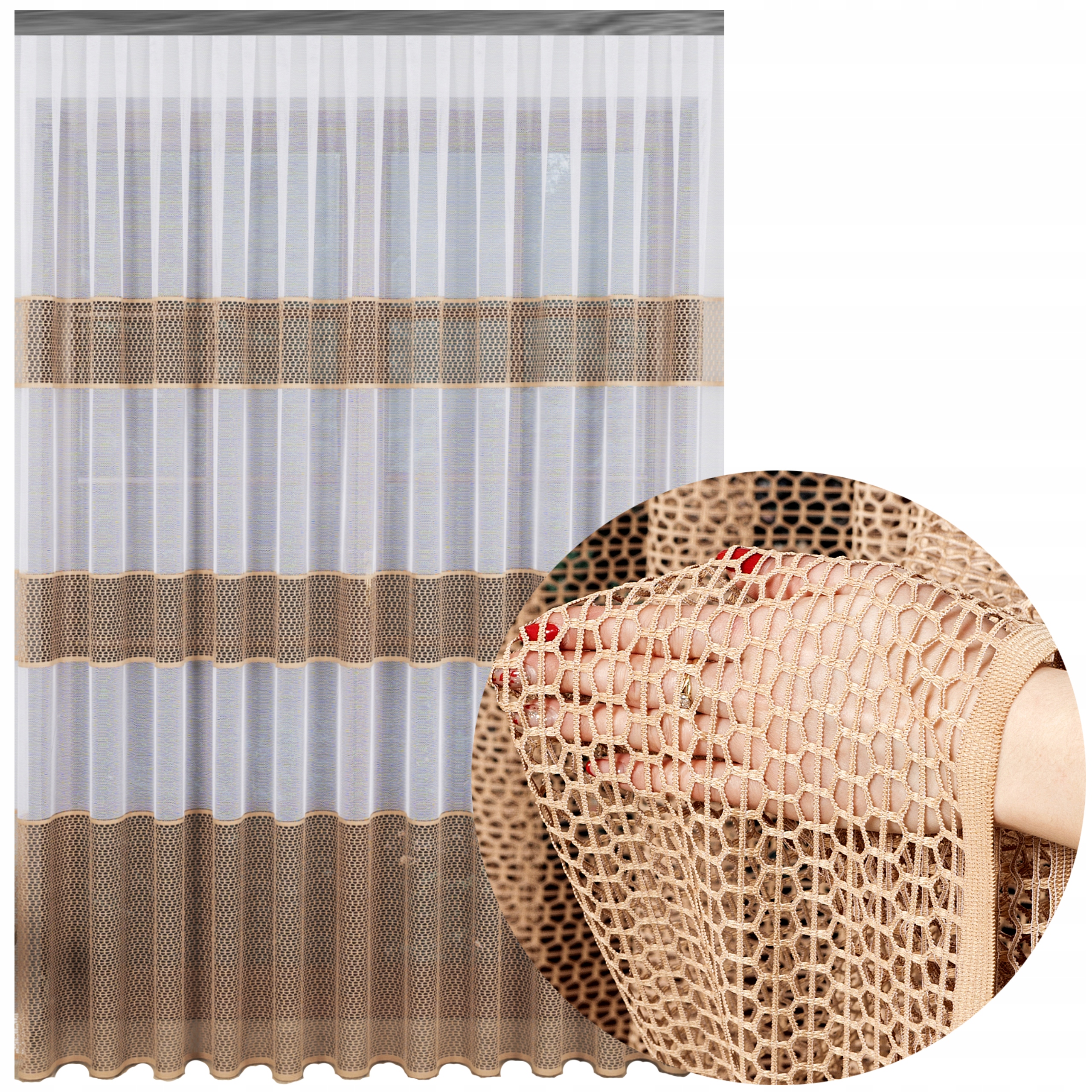 Hotová Záclona Bílá Žakárová Na Pásku Bez Žehlení Do Obývacího Pokoje 700x210