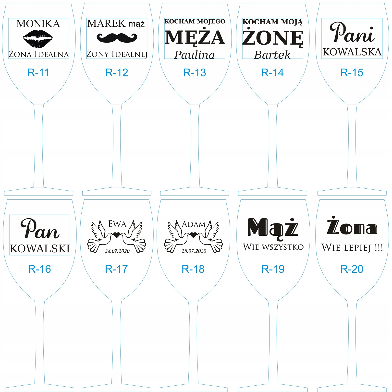 MEGA Kieliszek do wina XXL 530ml Grawer na PREZENT Urodziny Ślub Rocznica Kolor przezroczysty