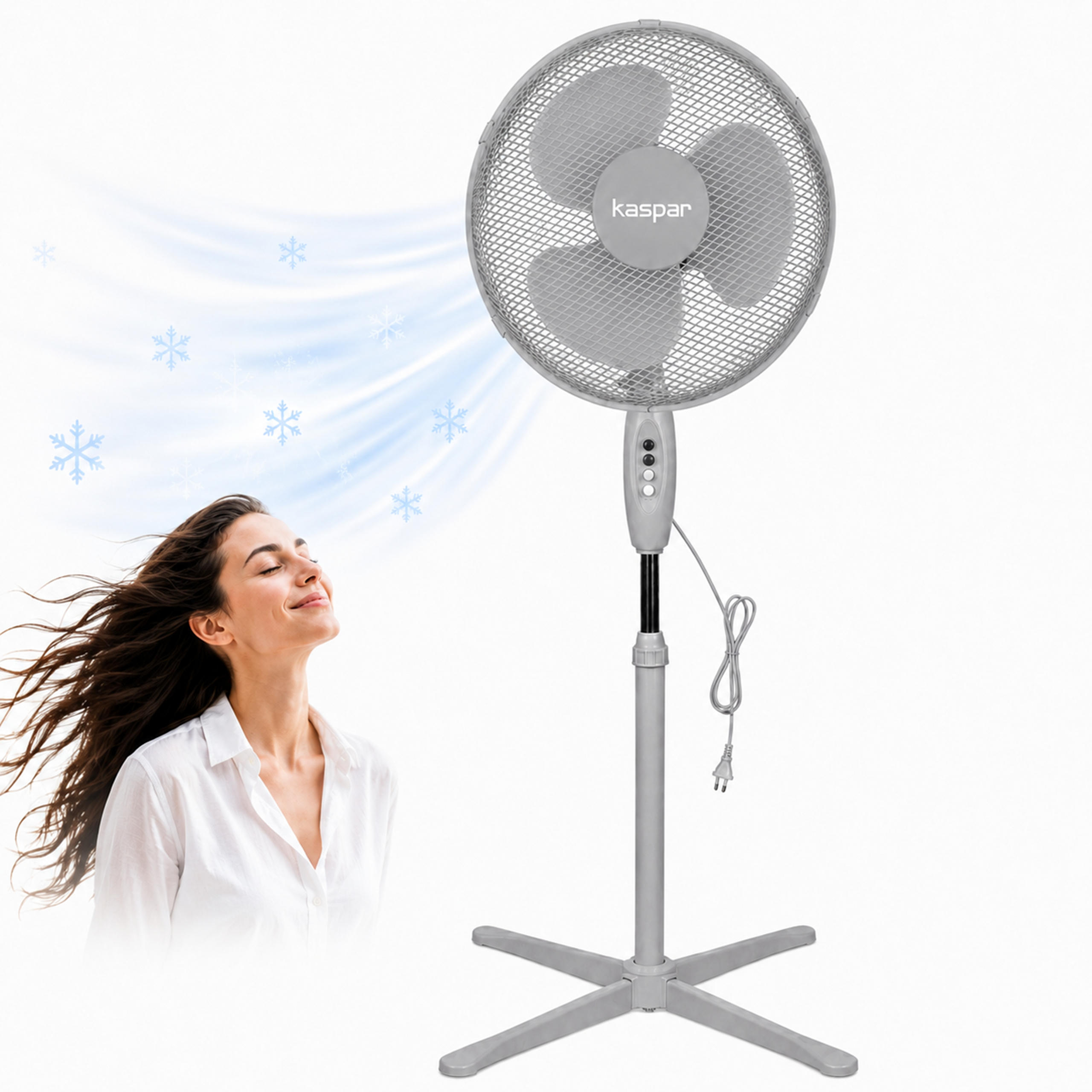 Stojaci Podlahový Ventilátor Ventilátor Voľne Stojaci, Tichý, Výkonný 40W Vrtuľka