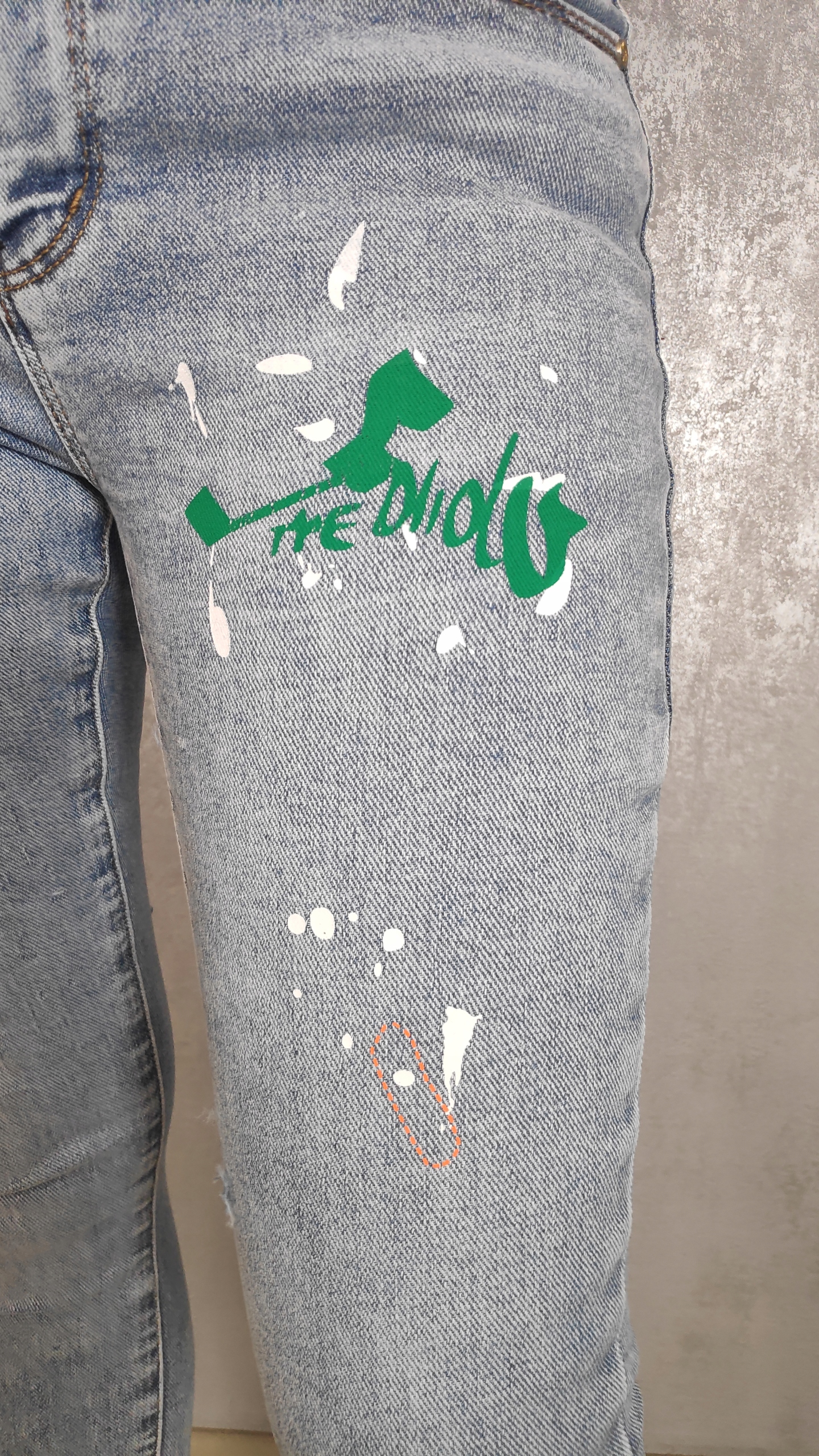 Jeansy damskie spodnie jeansowe rurki z nadrukiem Liczba kieszeni 4