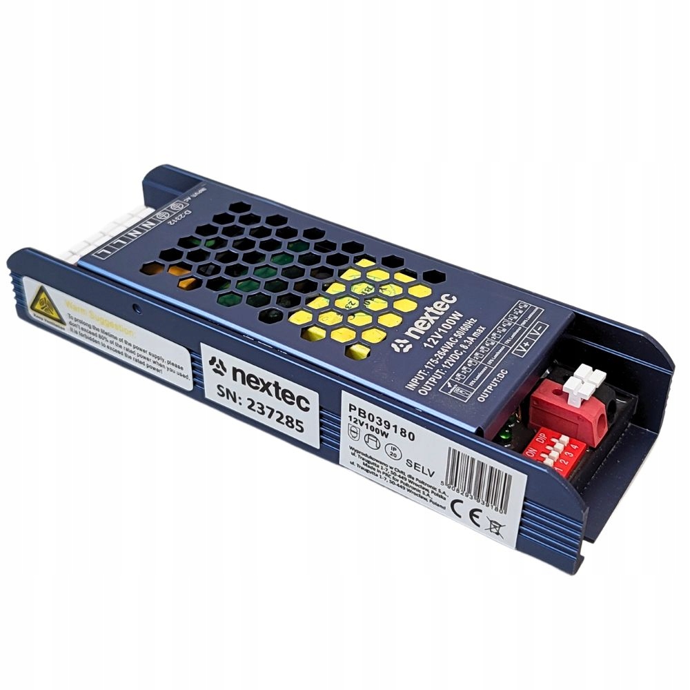 Zasilacz Led 12V 100W 8.3A IP20 wewnętrzny modułowy do taśm Led Nextec