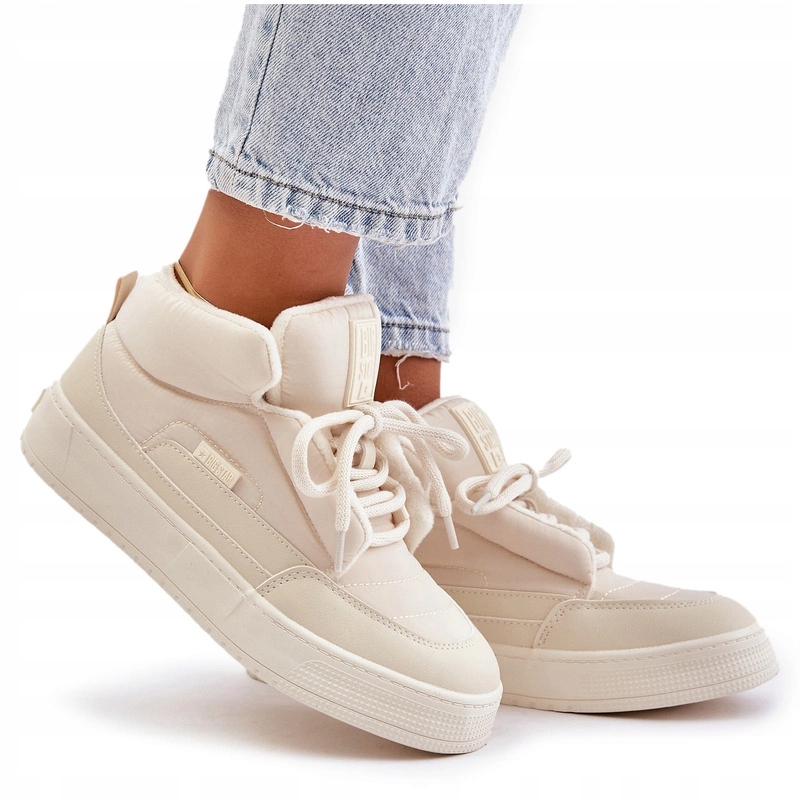 Zateplené Sněhové Tenisky Se Šněrováním Big Star OO274A531 Krémové 40