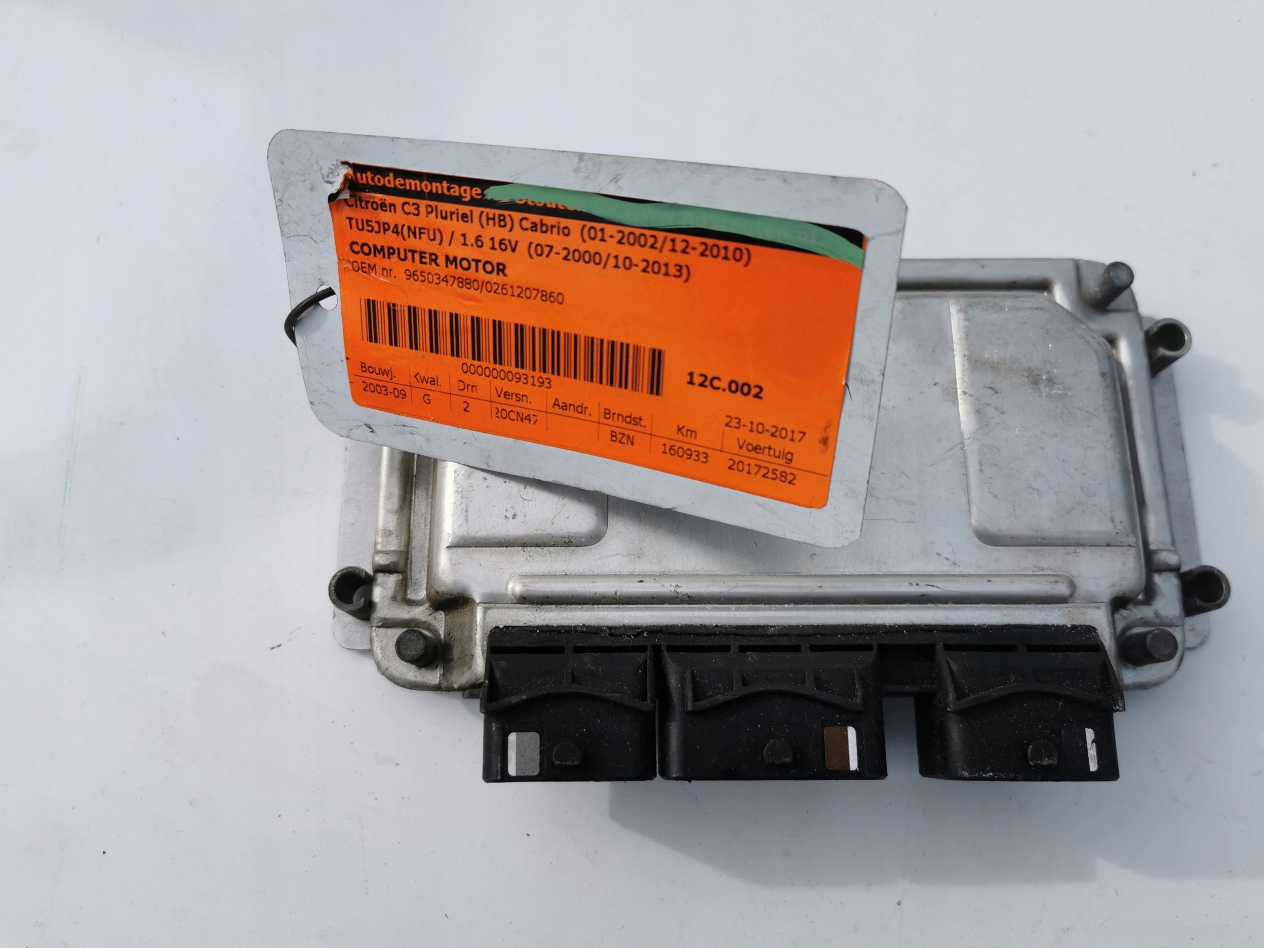 CITROEN C3 1.6B 0261207860 9647972980 Computer ECU