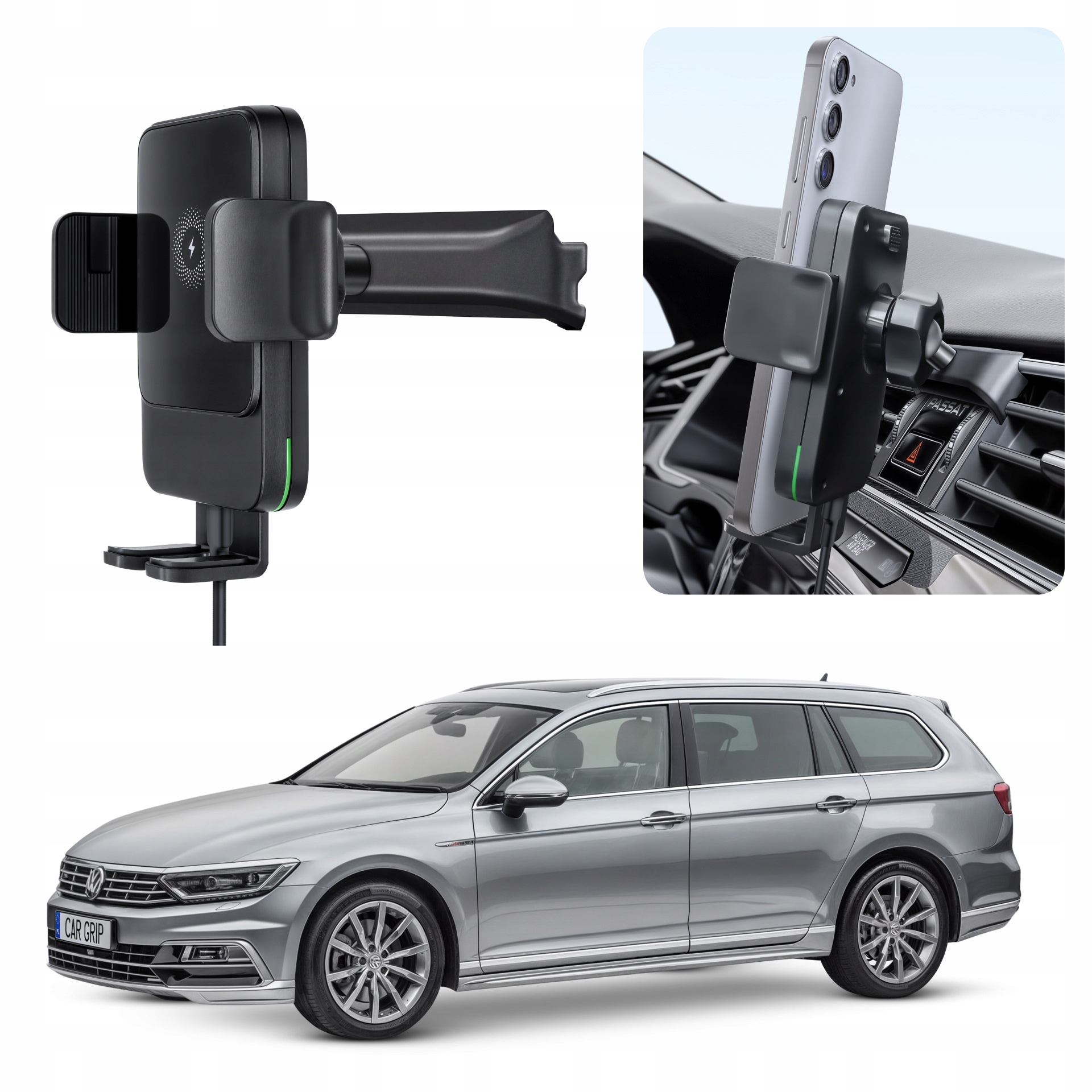 Uchwyt Grawitacyjny z ładowaniem Qc 3.0 dedykowany do Vw Passat B8 (2014-)