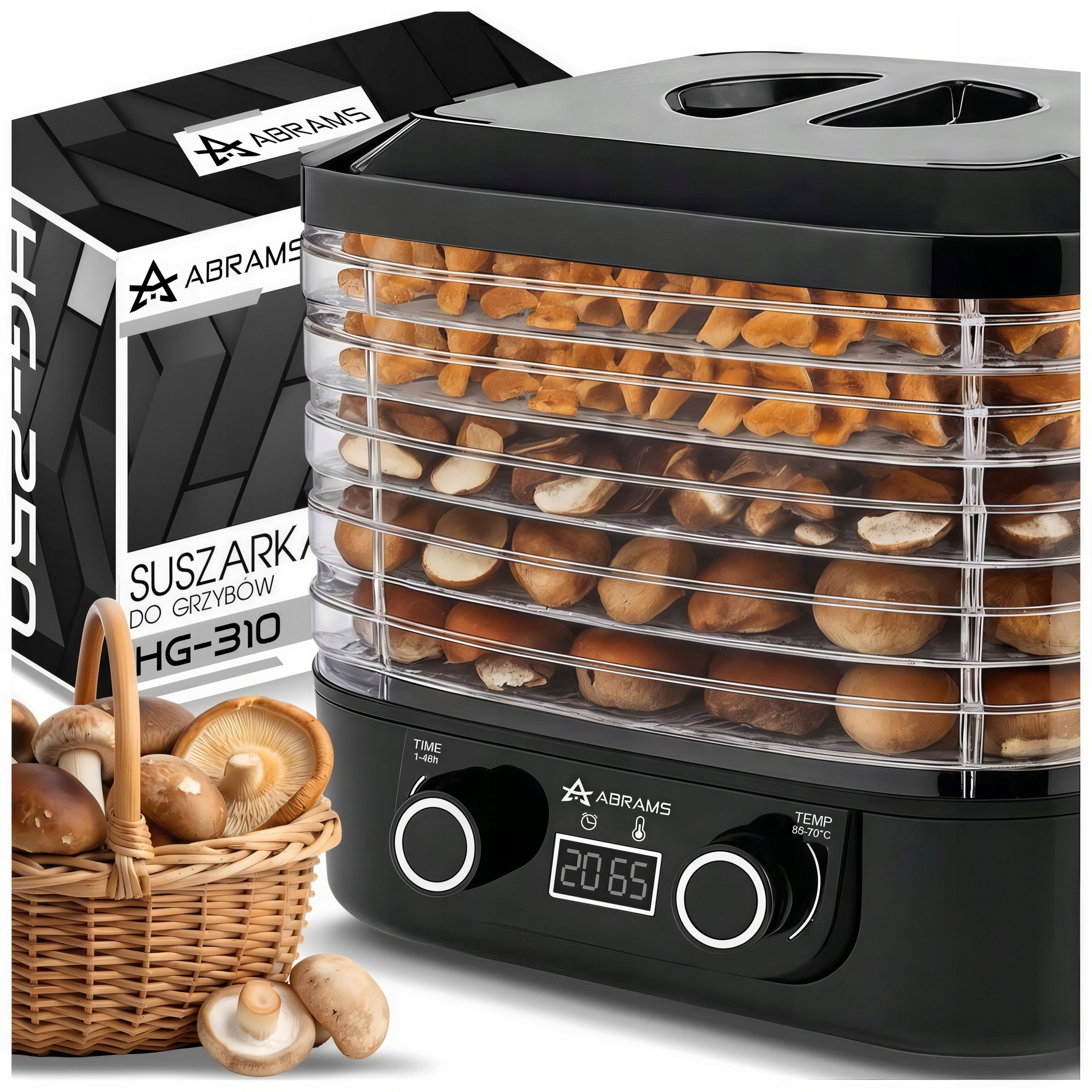 Suszarka Do Grzybów Warzyw I Owoców 400W Regulacja Temperatury Timer 5 Sit