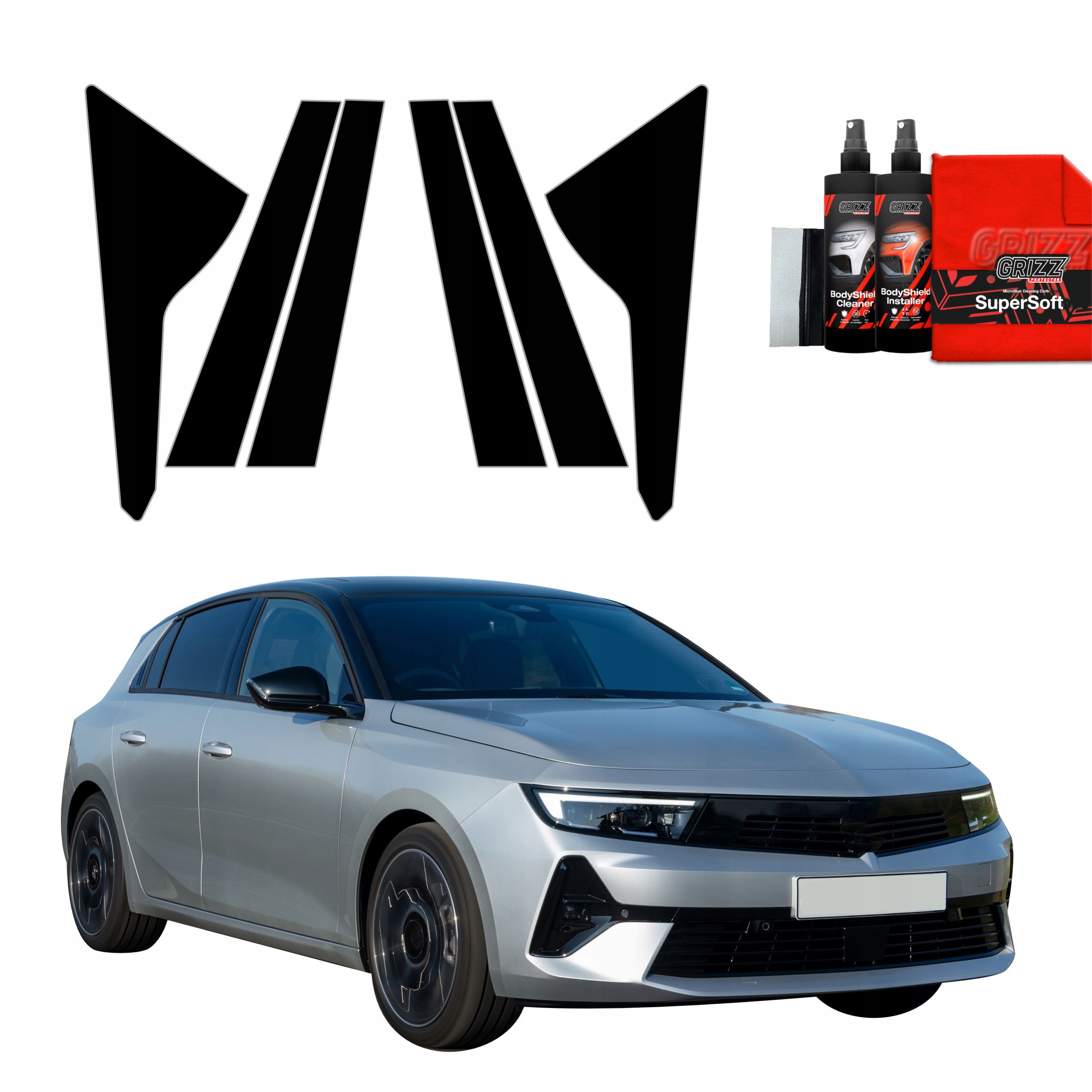 6v1 Černá fólie na sloupky pro Opel Astra (2021-2024)