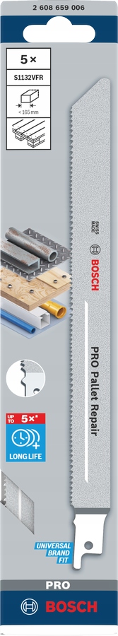 Bosch 5 X Pilový List Pro Šavlovou Pilu Pro Pallet Repair S1132VFR 0,9 x 1