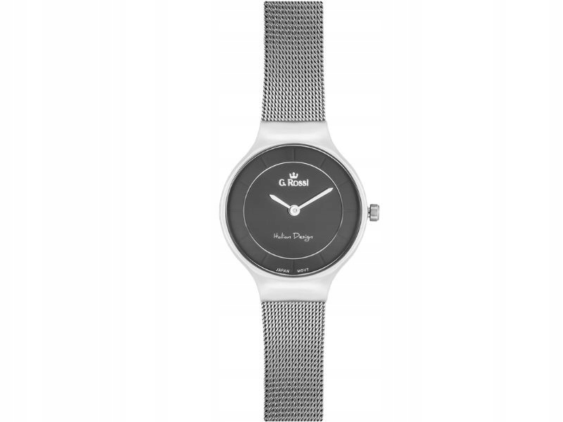 Dámské hodinky s náramkem a kulatým černým ciferníkem ve stříbrné barvě