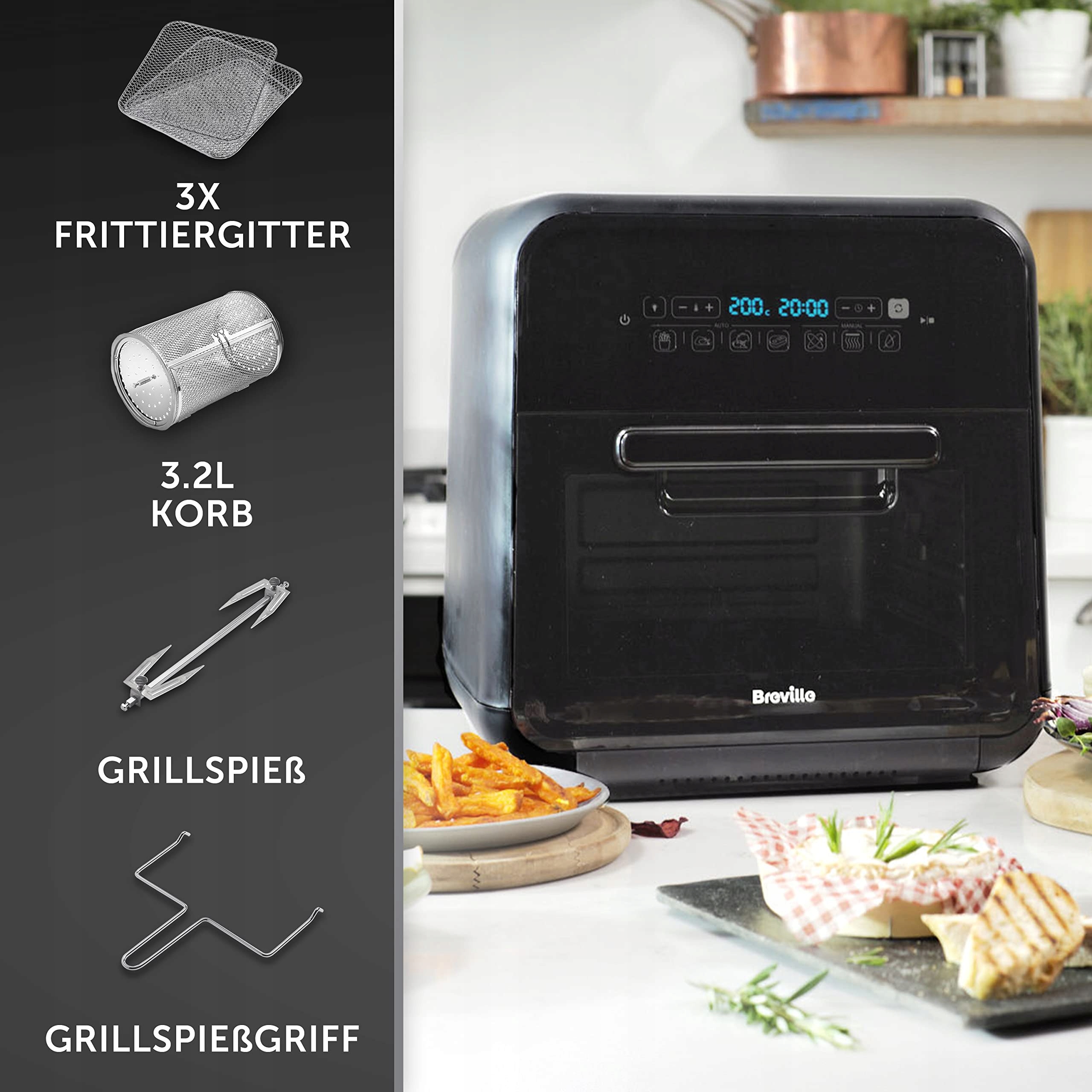 BREVILLE Frytkownica Beztłuszczowa XXL 10L 2000W Czarno-Szara — miniatura 6