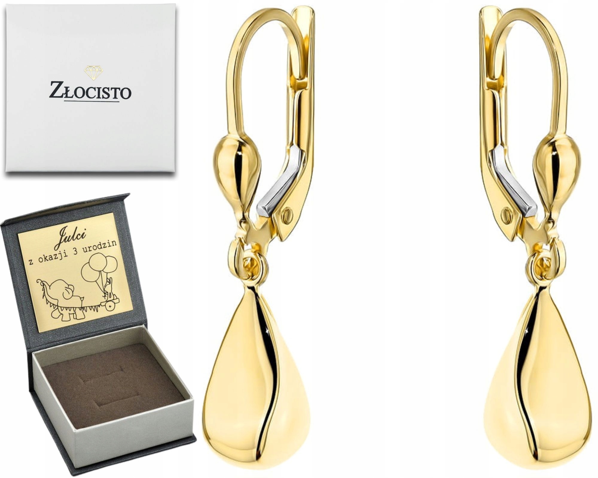 Zlaté Náušnice Geometrické Slzy Na Anglickém Zapínání V Ryzosti 585