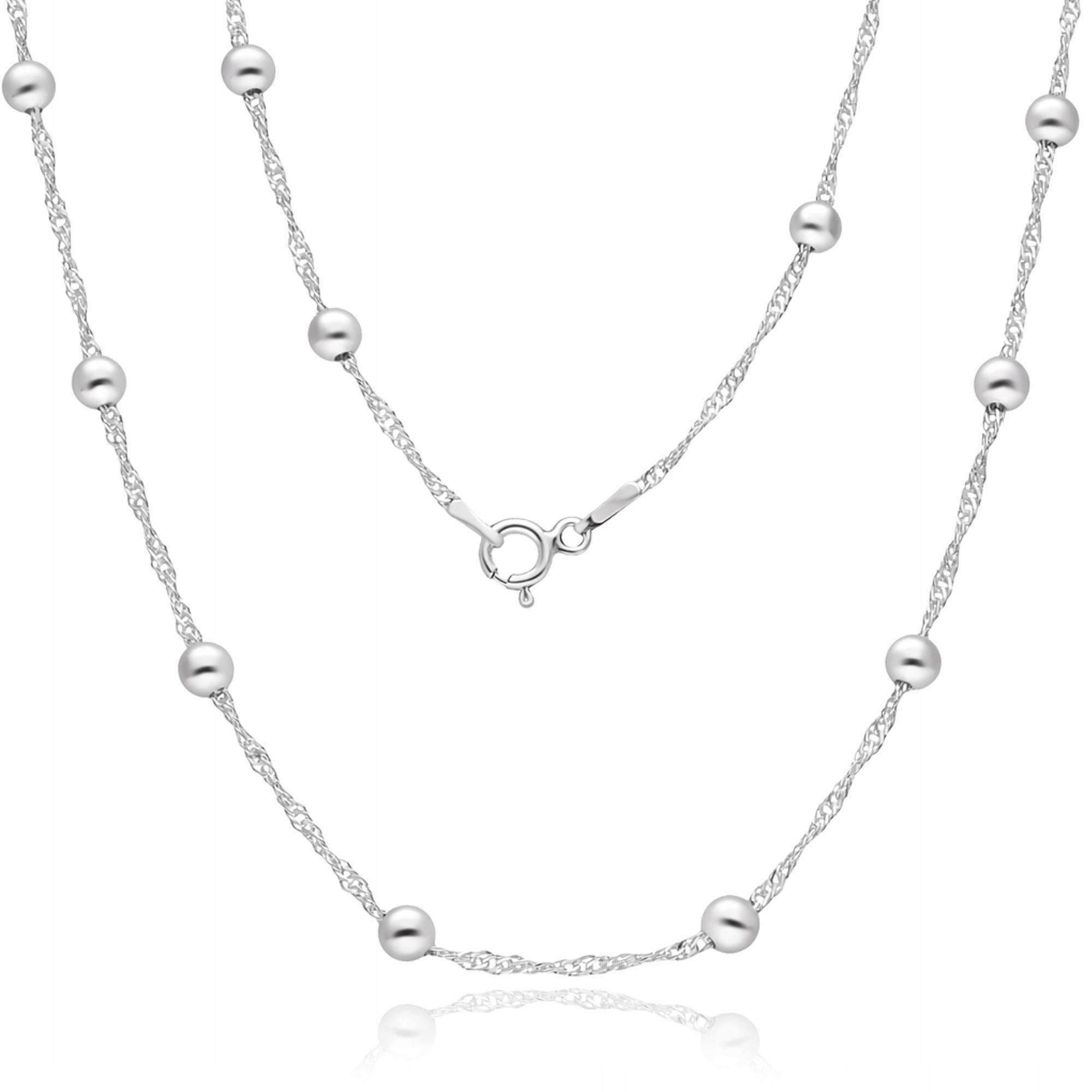 Stříbrný náhrdelník 925 Singapur s kuličkami, jemný dámský řetízek, 50 cm