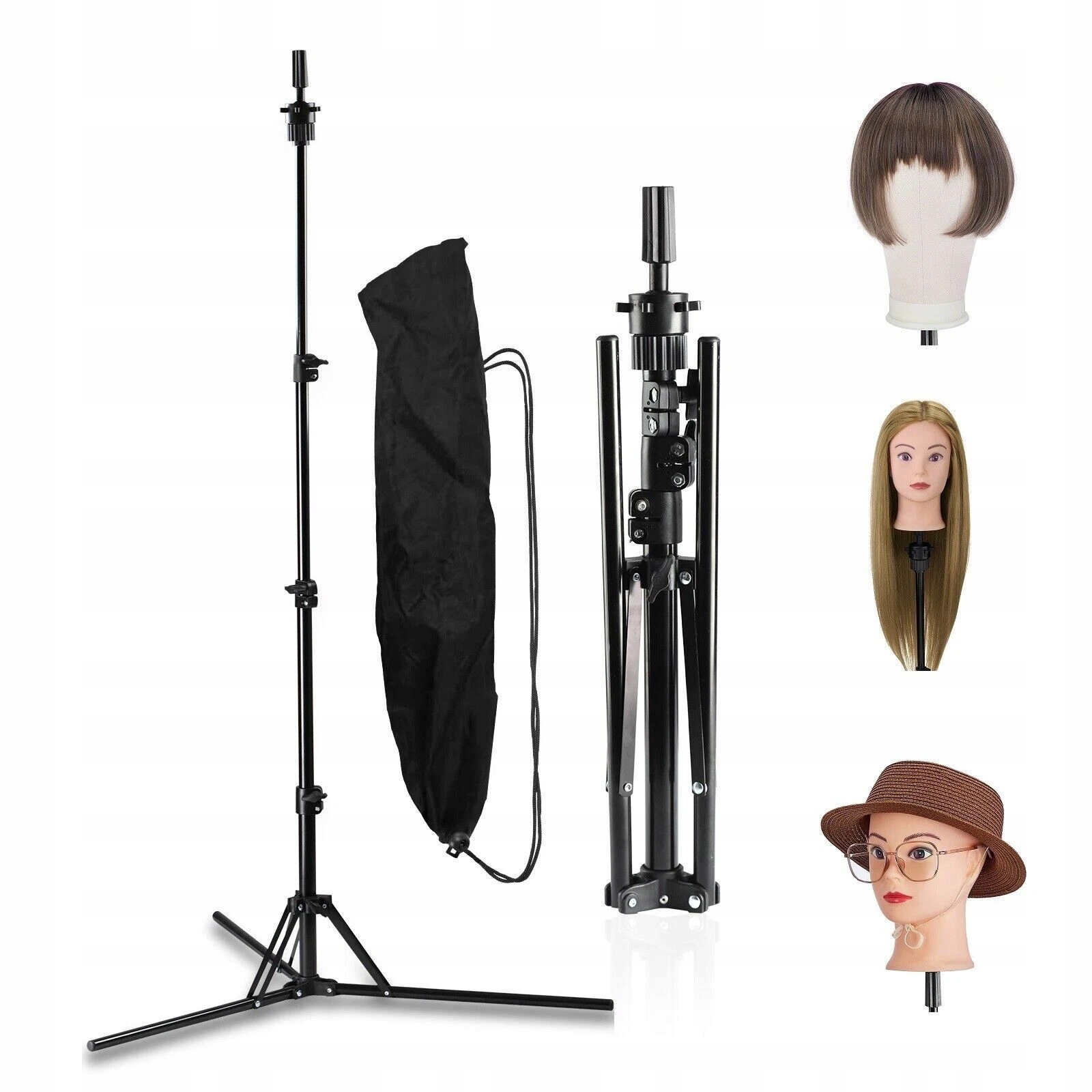 Stativ, Kadeřnický Stojan Pro Tréninkovou Hlavici 1.6 M, Nastavitelný, Pevná Rukojeť