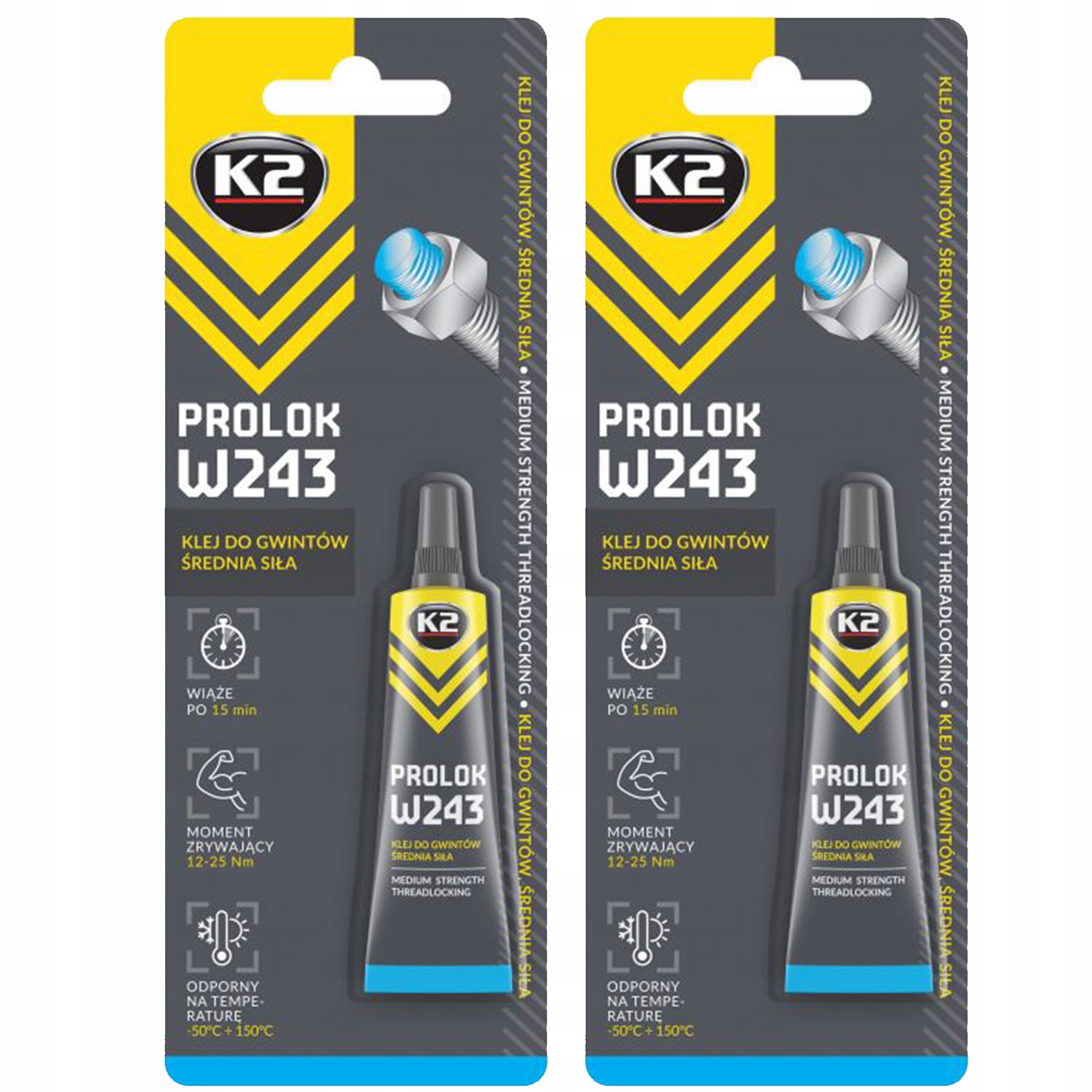 

K2 Prolok Medium Klej Do Gwintów Śrub Średnia x 2