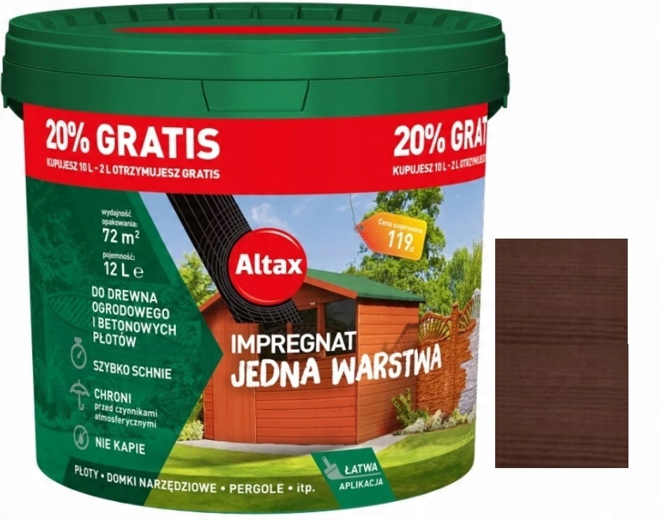 

Altax Impregnat Drewna Ogrodowego Palisander 10+2L