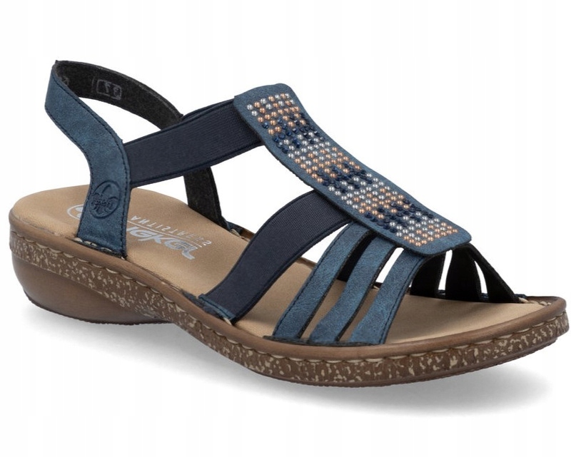 Pohodlné sandály Rieker 628G7-14 námořnická modrá ploché vel. 36