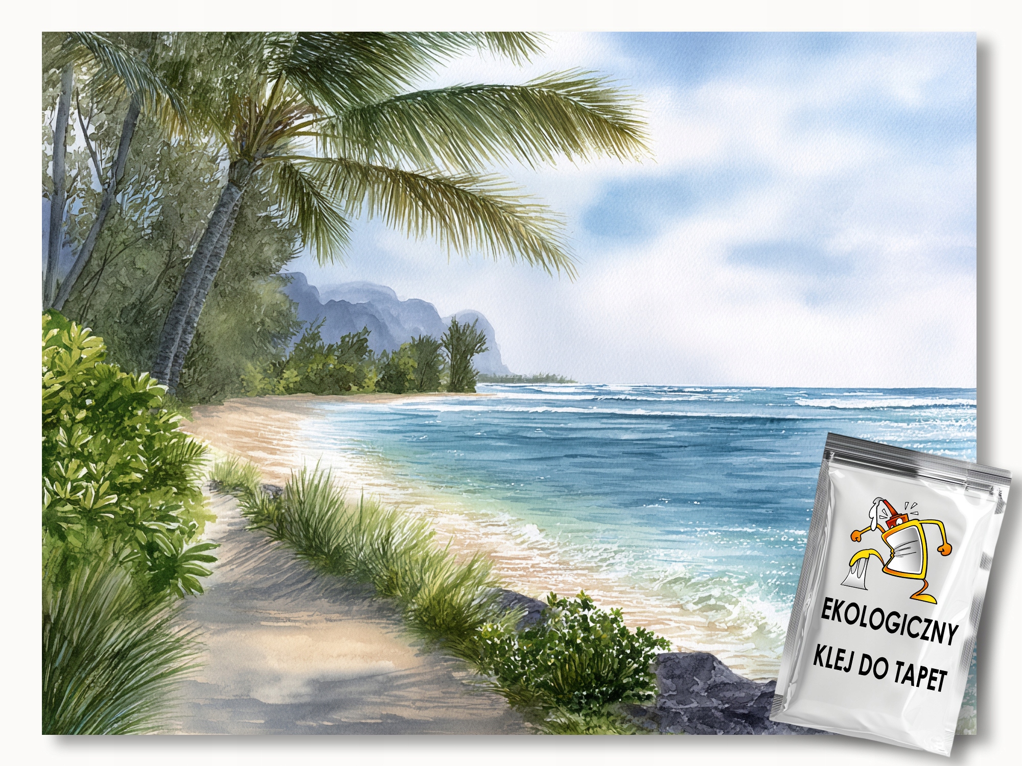 Fototapeta Flizelina Oceán Ostrov Pláž Palmy Vlny Tropy 350x250 lepidlo