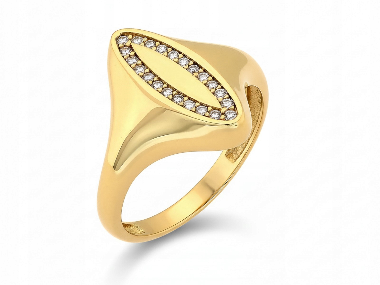 Dámský prstýnek , zlato 585, zirkon , oválný tvar