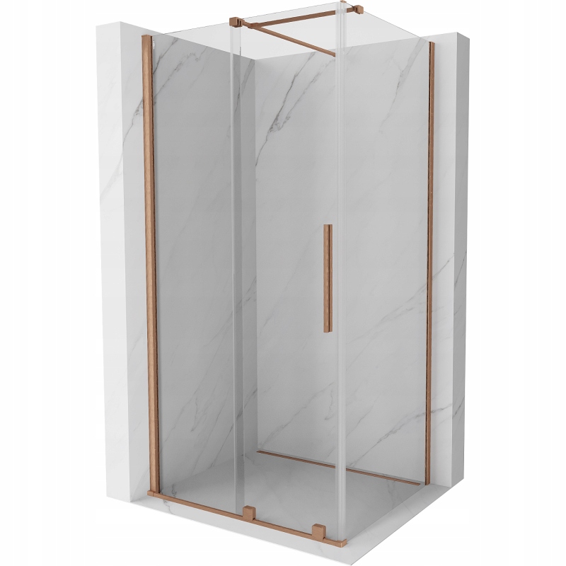 Mexen Velar rozsouvací sprchový kout 90 x 80 cm, Průhledné, měděná kartáčov
