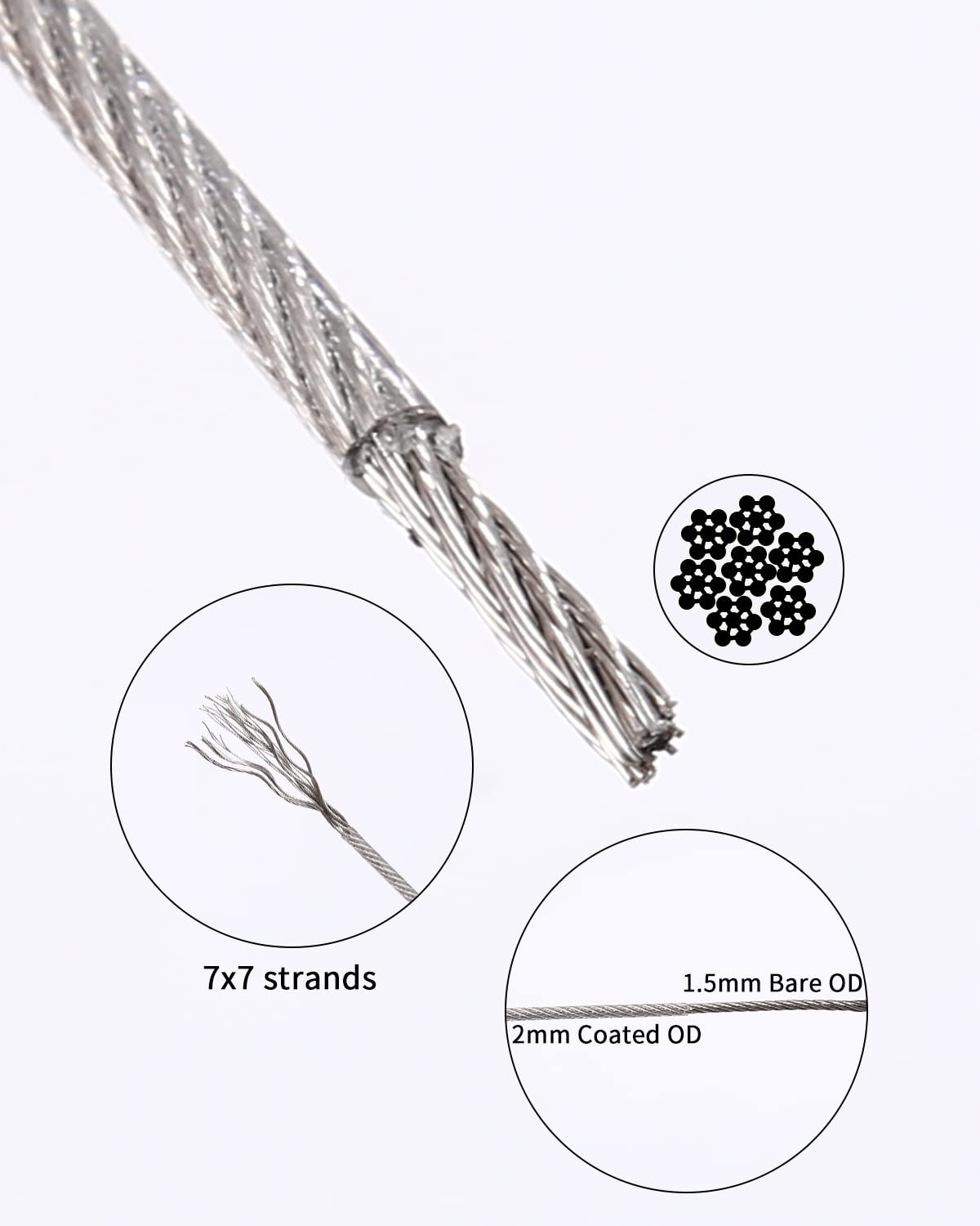 LINKA NIERDZEWNA STALOWA 2MM 30M ZESTAW DRUT 60SZT Długość 30 m