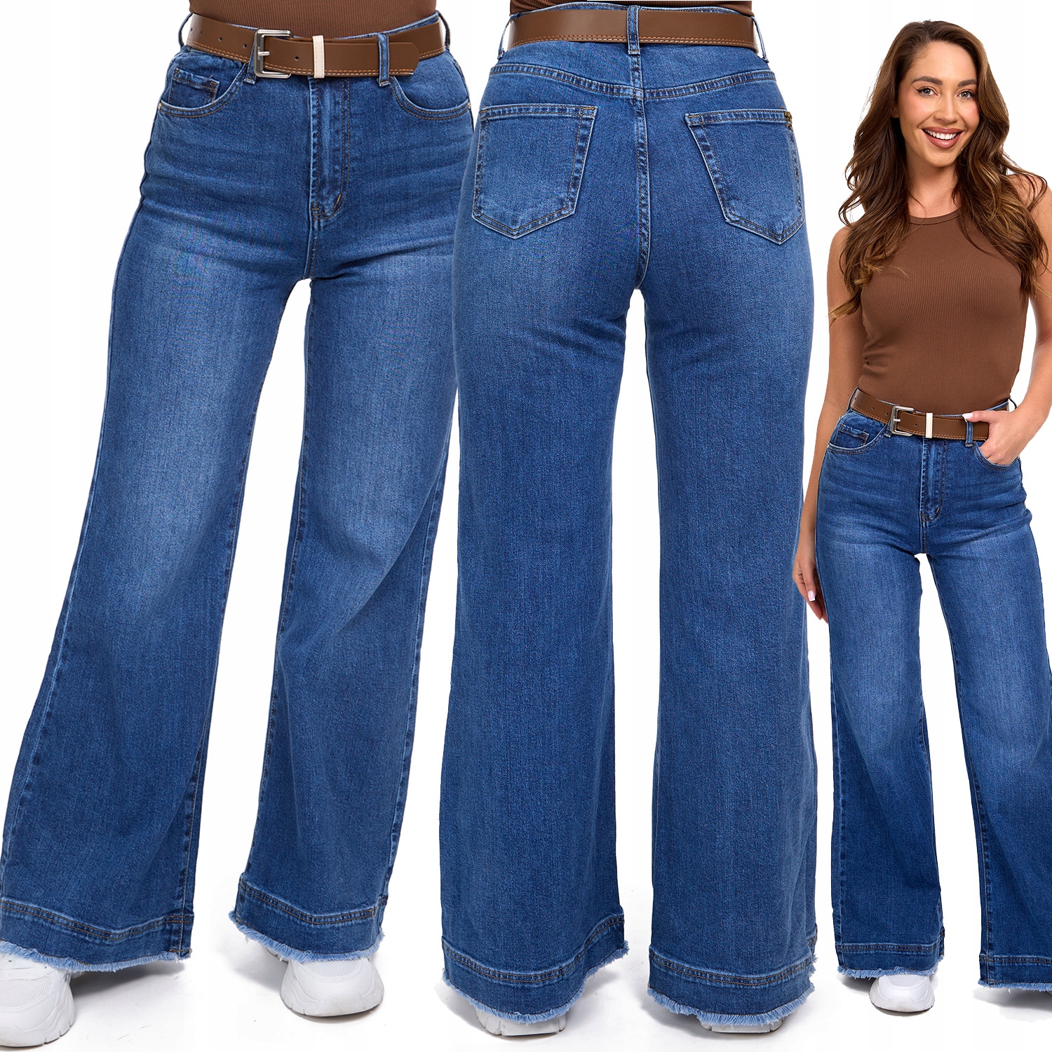 699__JEANSOWE Spodnie Szwedy M.sara Damskie Szerokie Nogawki Proste L/40