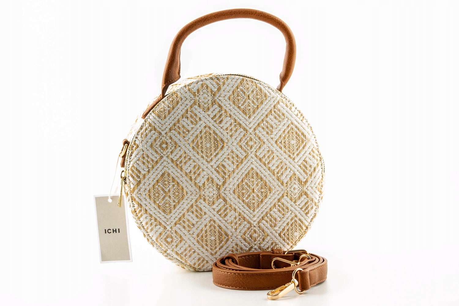 Dámská kabelka Ichi kulatá Boho pletená Kabelka Přes Rameno Kufřík