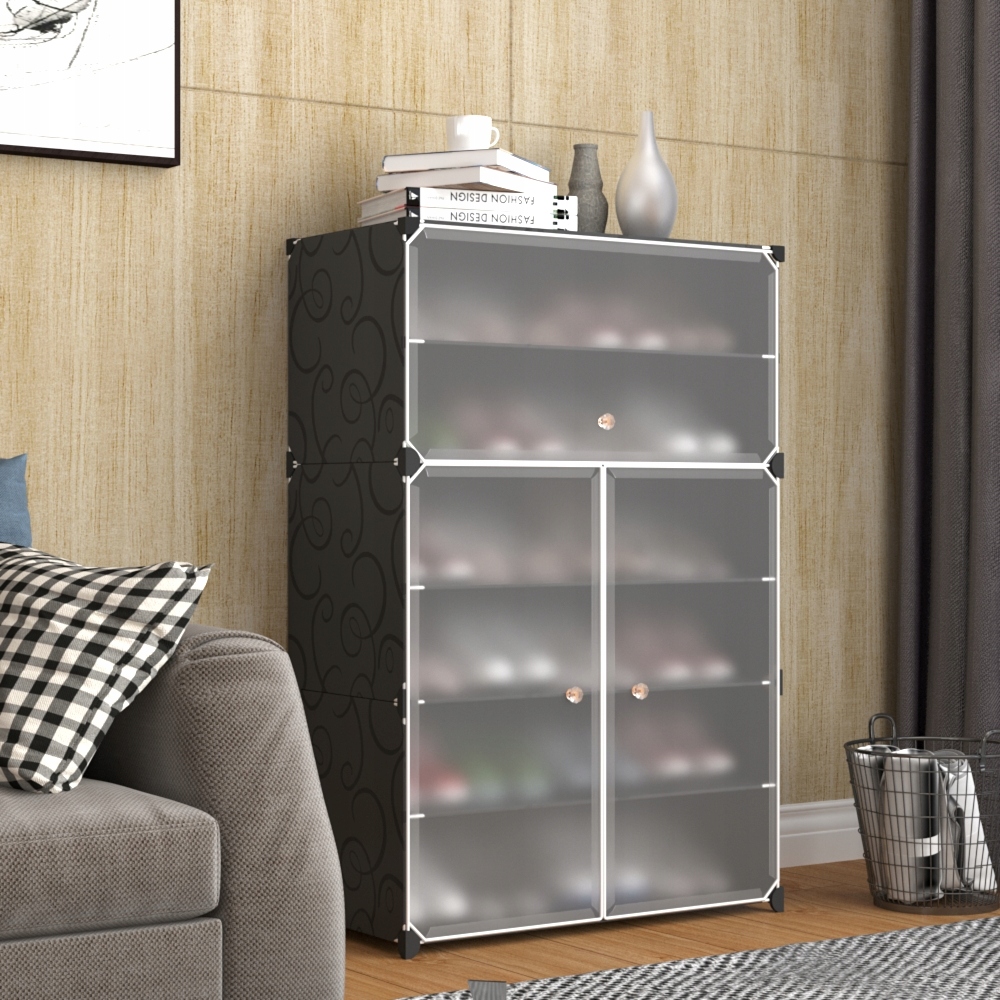 SZAFKA MODUŁOWA DO PRZEDPOKOJU, GARAŻU REGAŁ NA BUTY 24 PARY BUTÓW CZARNY Marka Omna